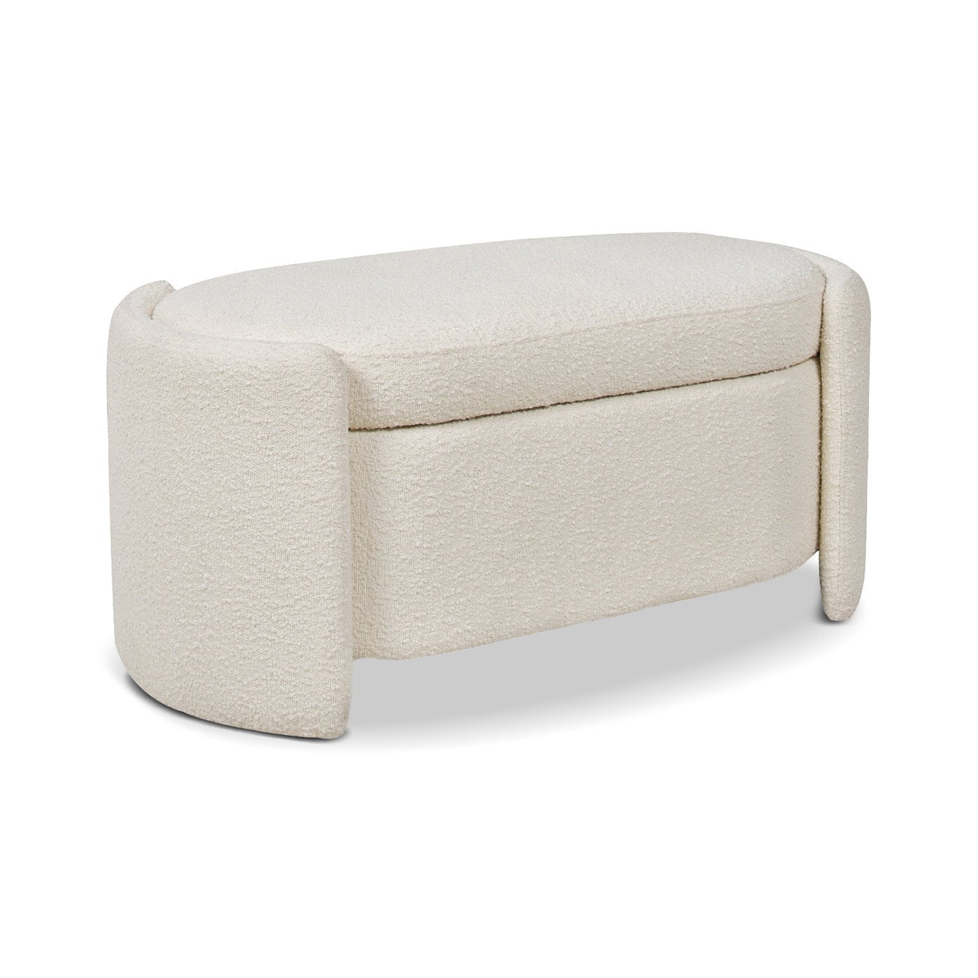 Oval Lid - Up Upholstered Storage Bench with 3 Compartments - Storage Benches & Ottomans