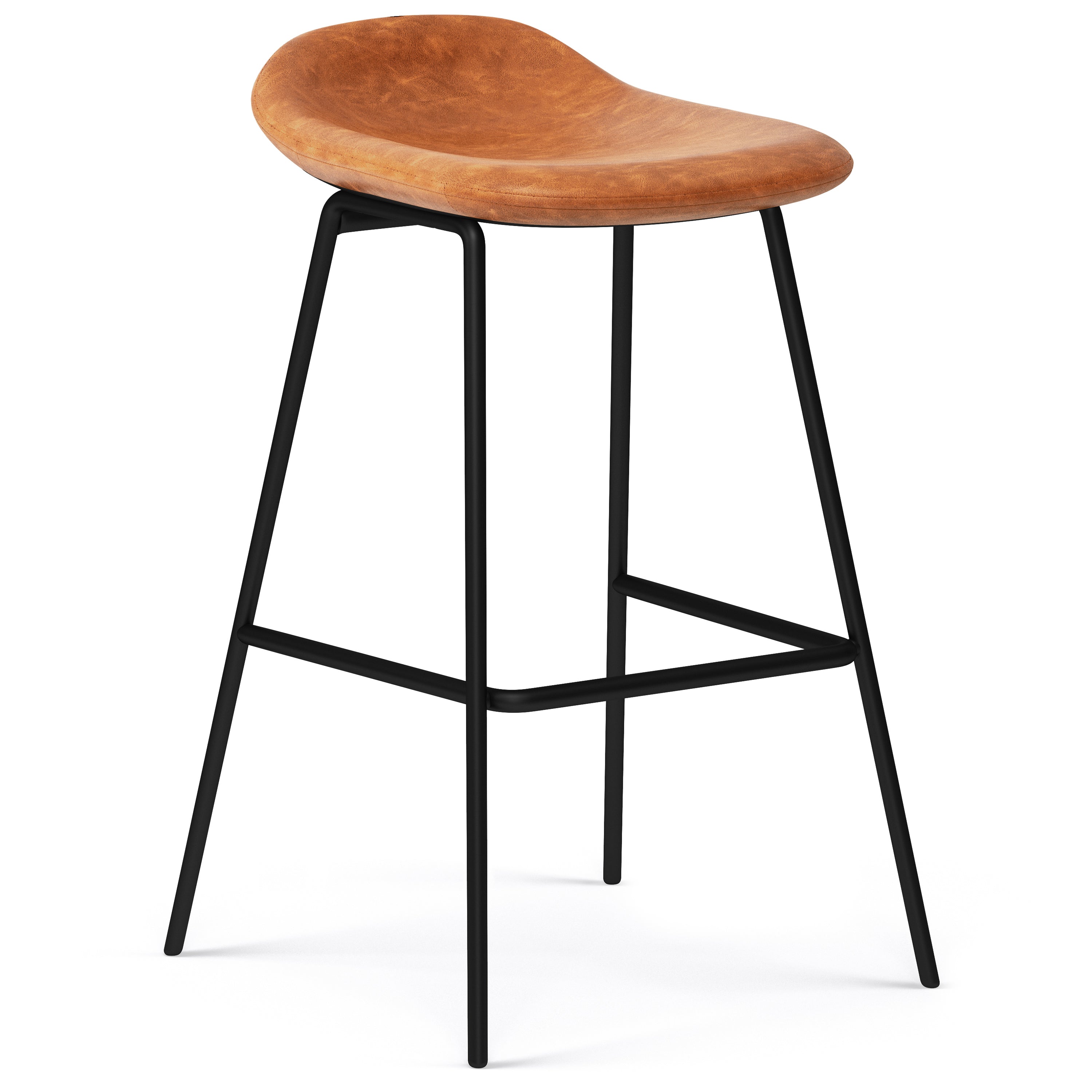 Horizons Faux Leather Stool with Padded Seat and Footrest, Set of 2