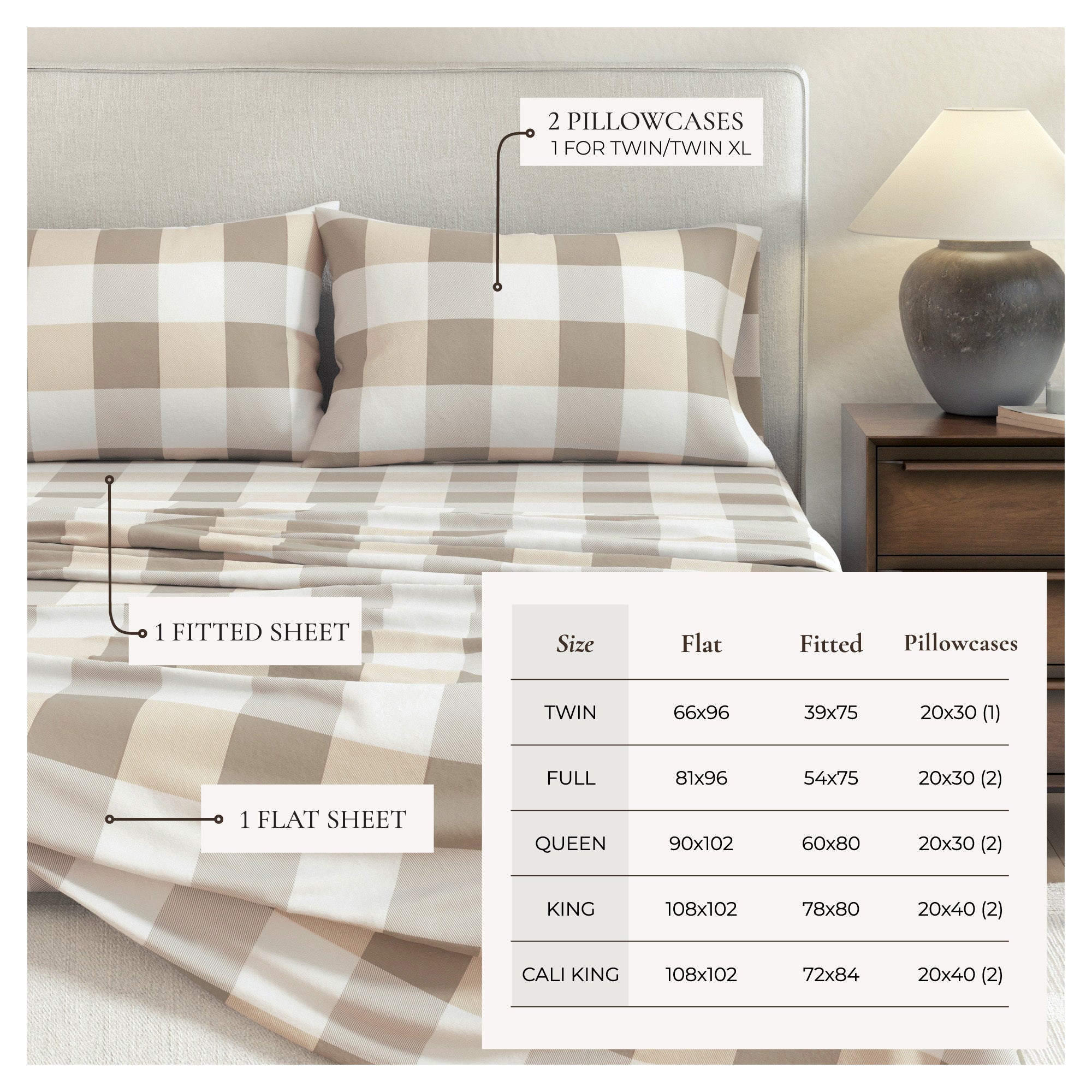 100% Turkish Cotton Plaid Flannel Sheet Sets