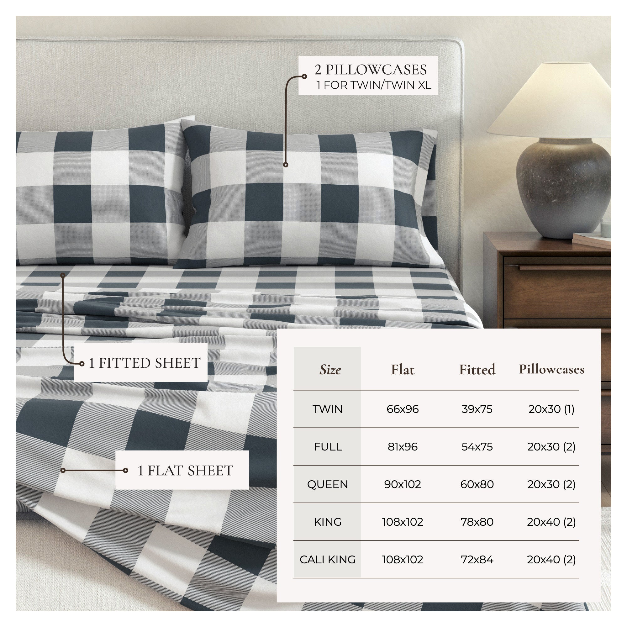 100% Turkish Cotton Plaid Flannel Sheet Sets