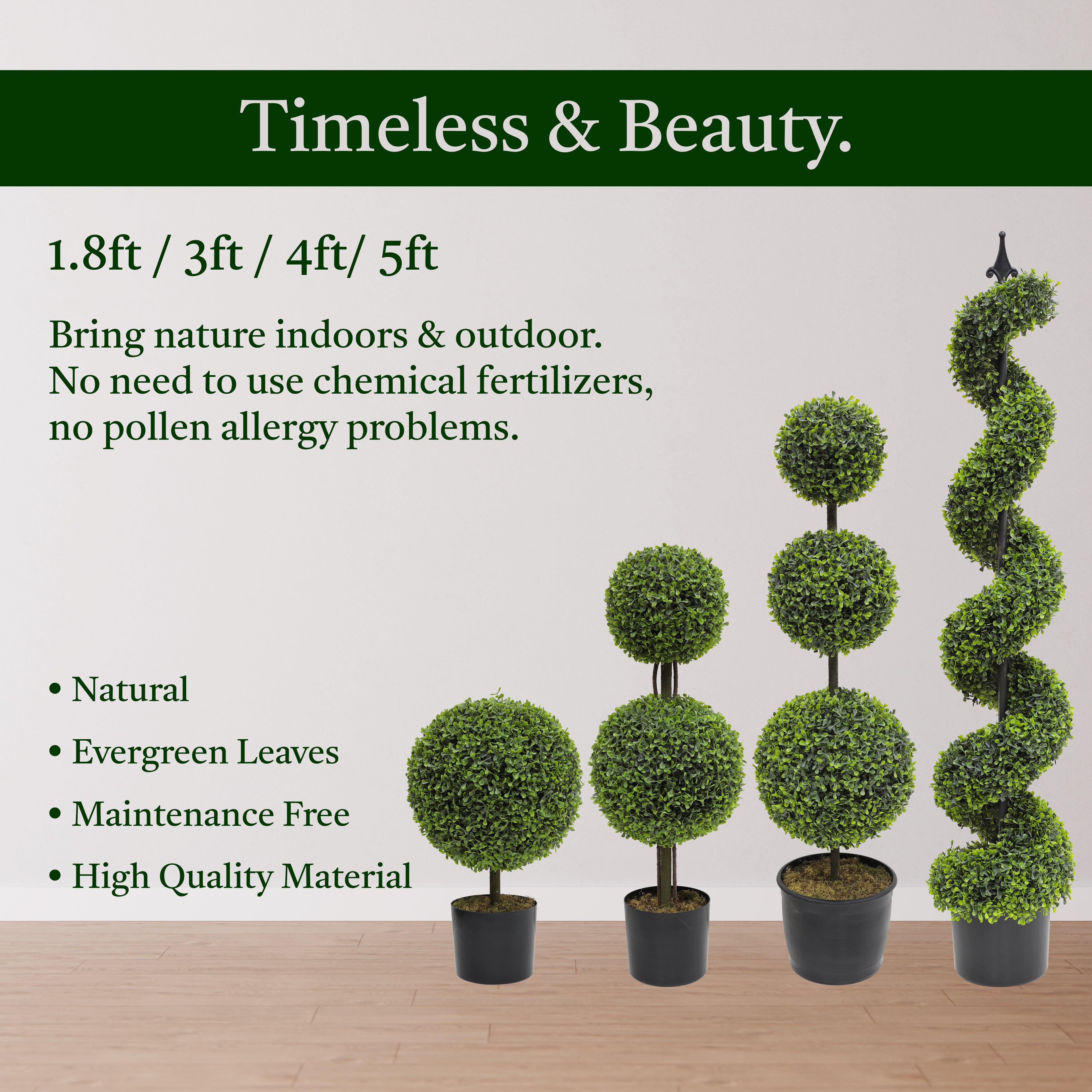4 ft. Artificial Boxwood Topiary Tree Greenery Plants Ball Tree in Black Plastic Pot