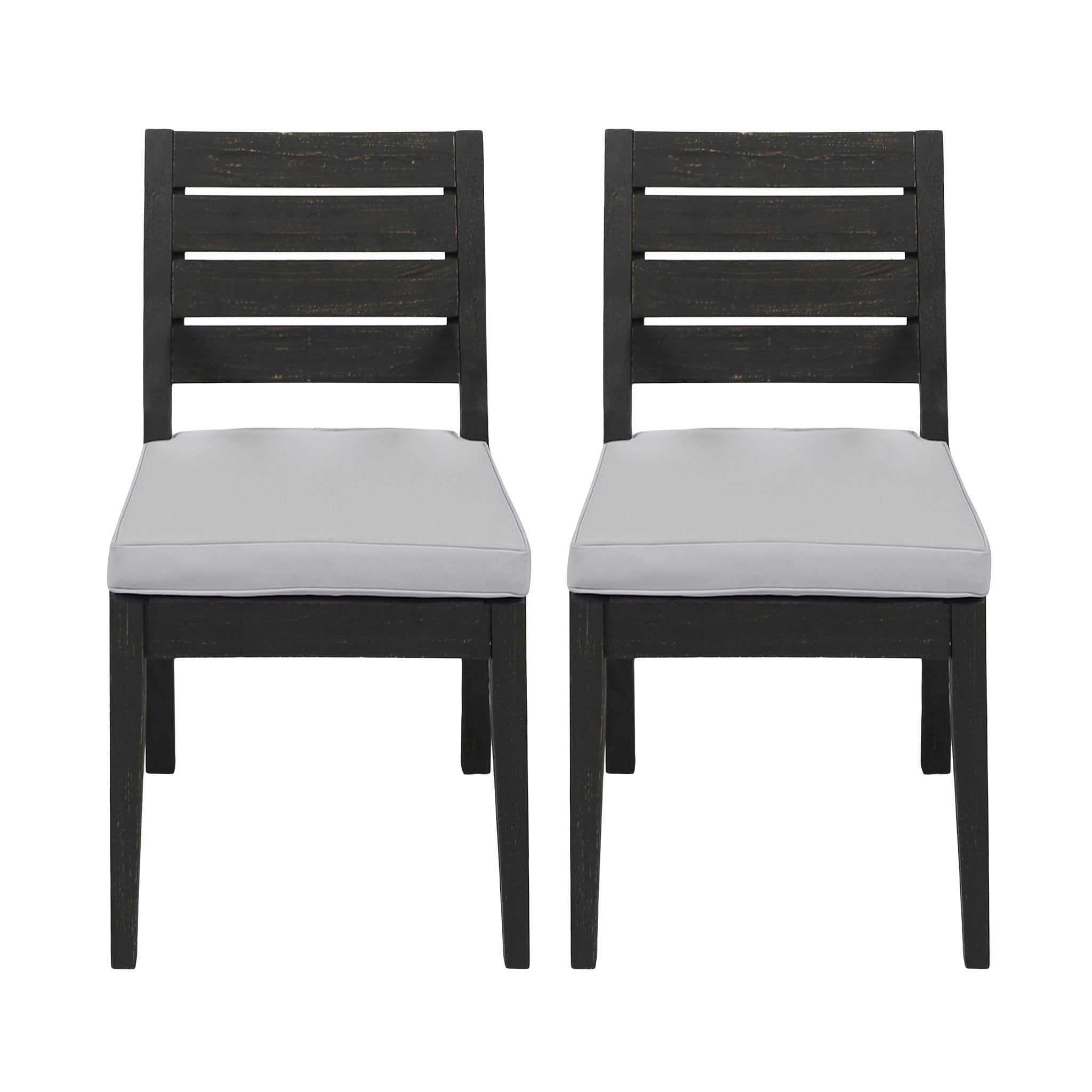 Patio Armless Dining Chair with Laid - Back Slat Panel Design, Set of 2 - Outdoor Dining Chairs