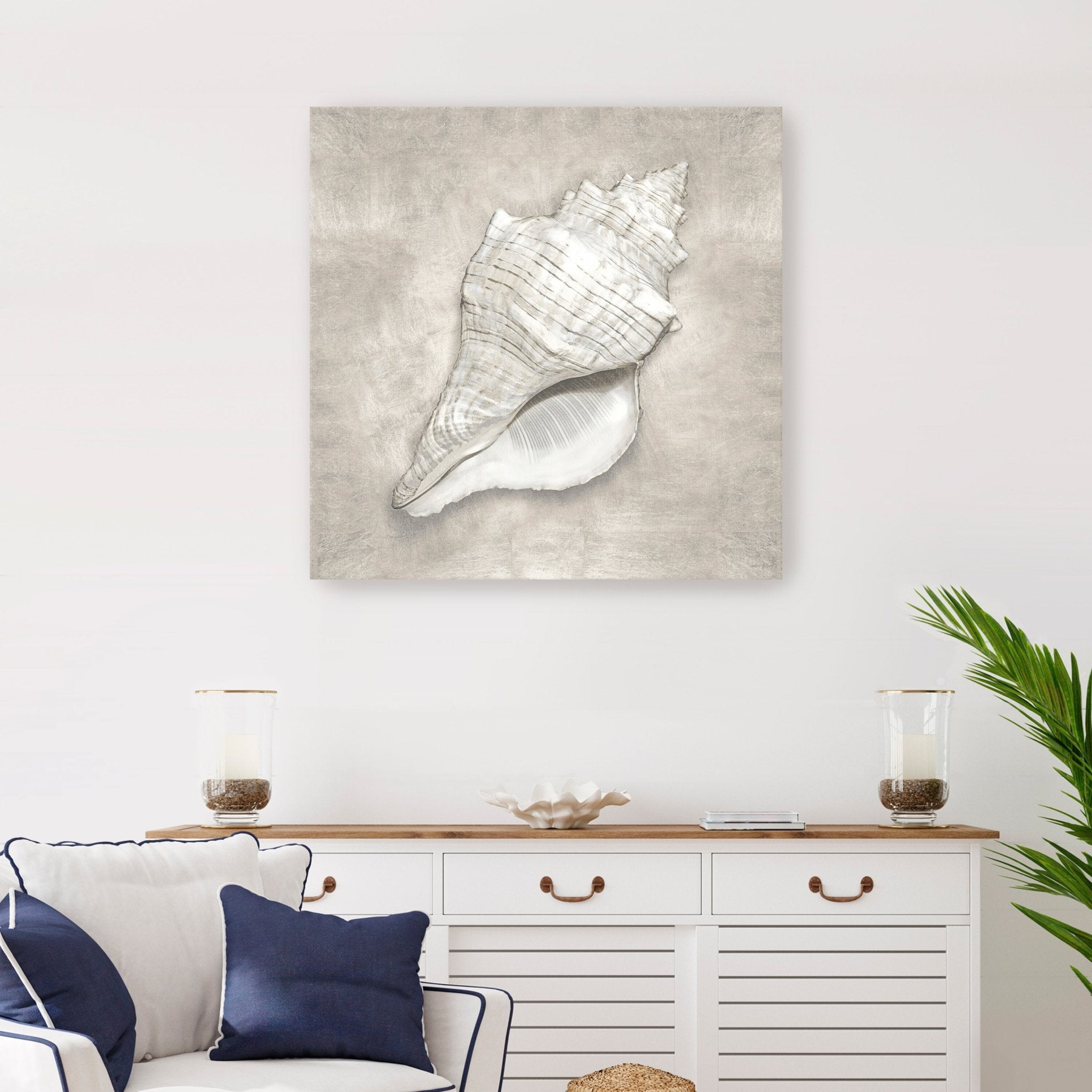 Pewter Seashells I Canvas Giclee - Canvas Wall Art