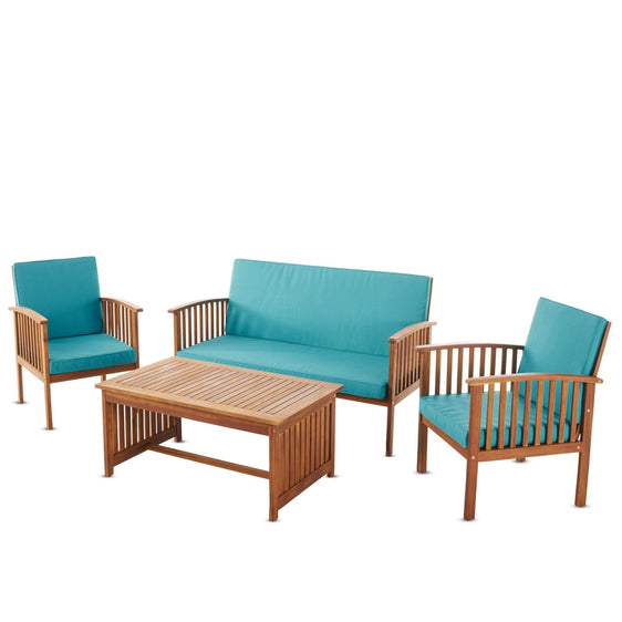 Prism 4-Piece Outdoor Patio Sofa Set with Coffee Table, 2 Chairs and Loveseat - Outdoor Seating