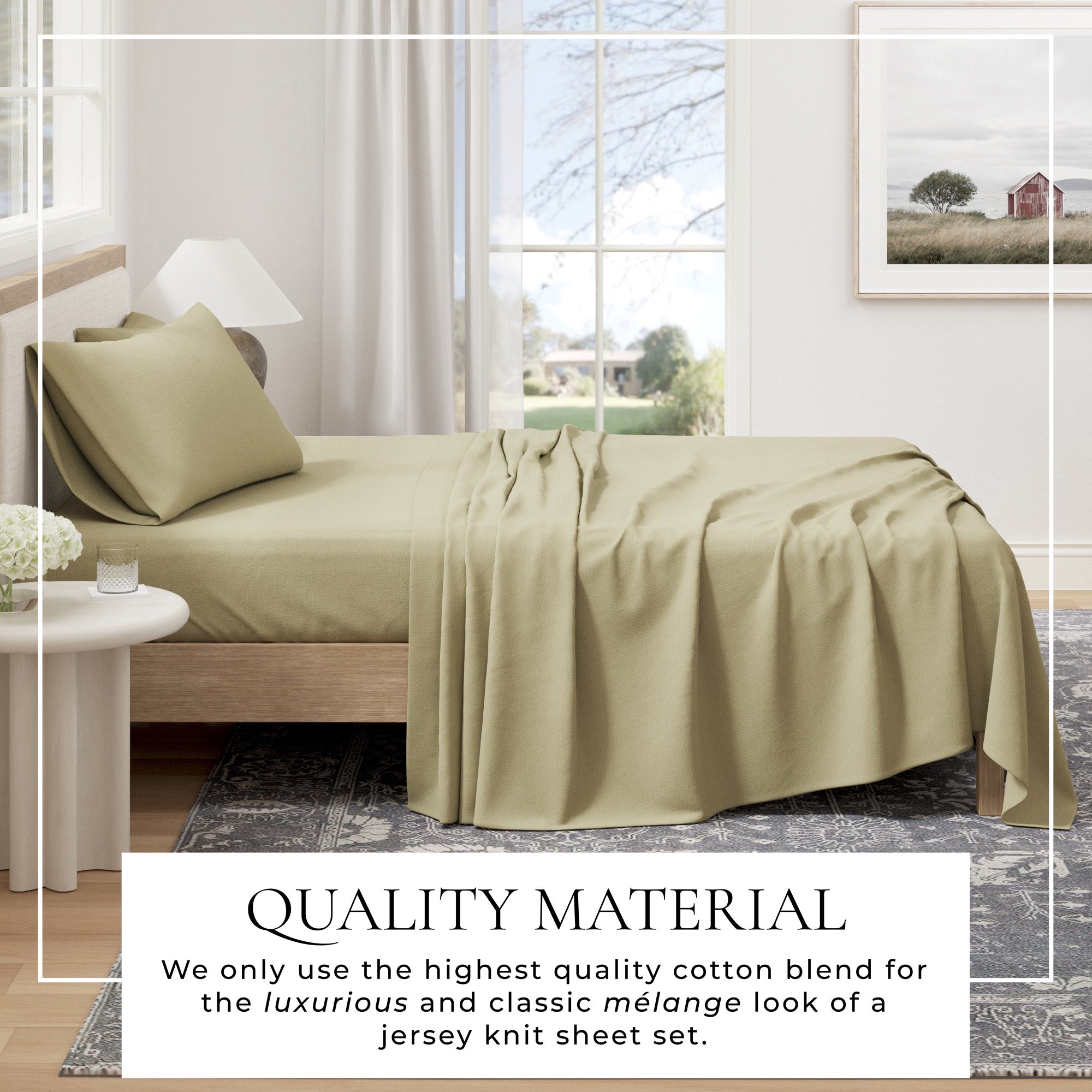 Cotton Heathered Melange Jersey Knit Sheet Set