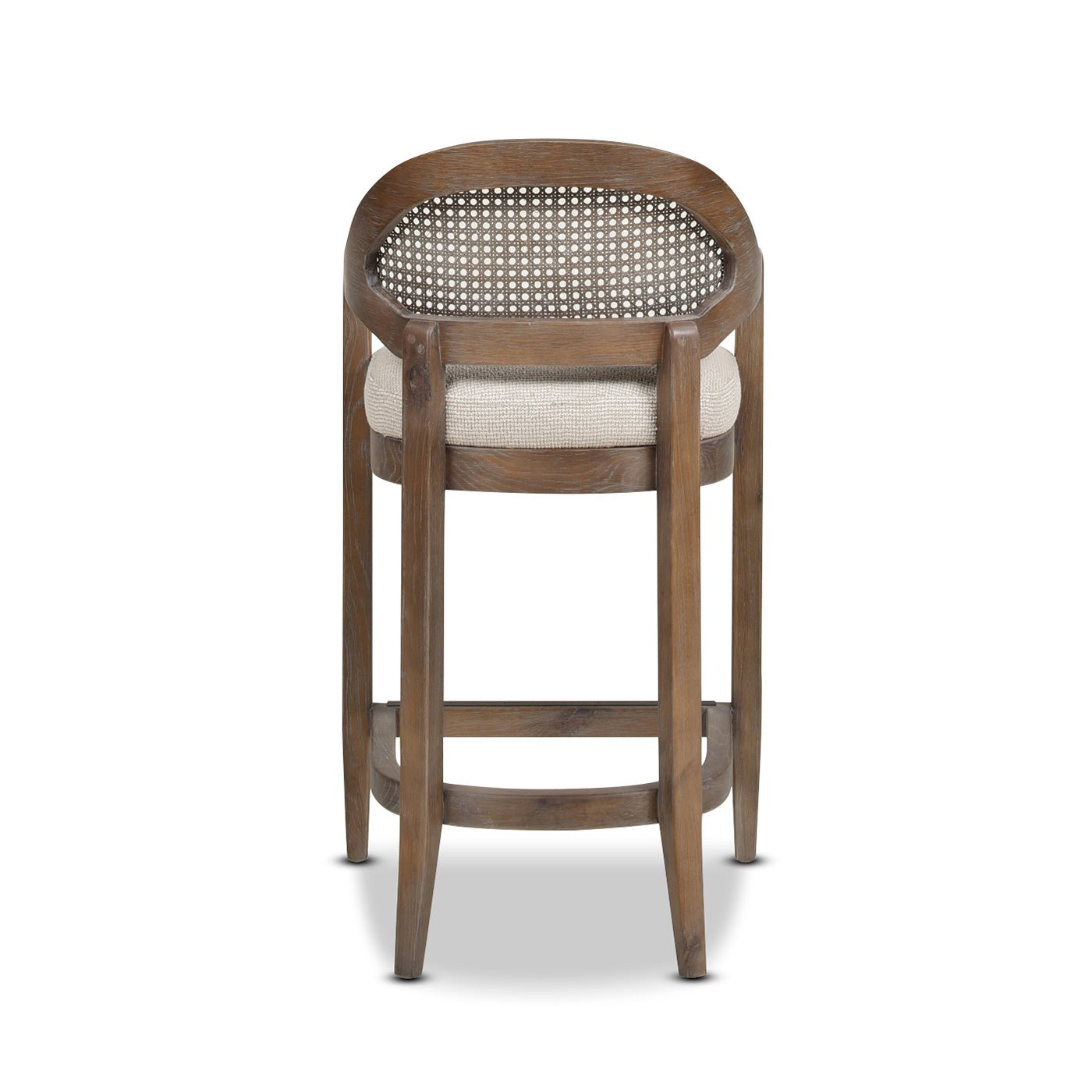 Pyrla 26" Upholstered Counter Stool with Curved Cane Back and Wood Legs - Counter Stools