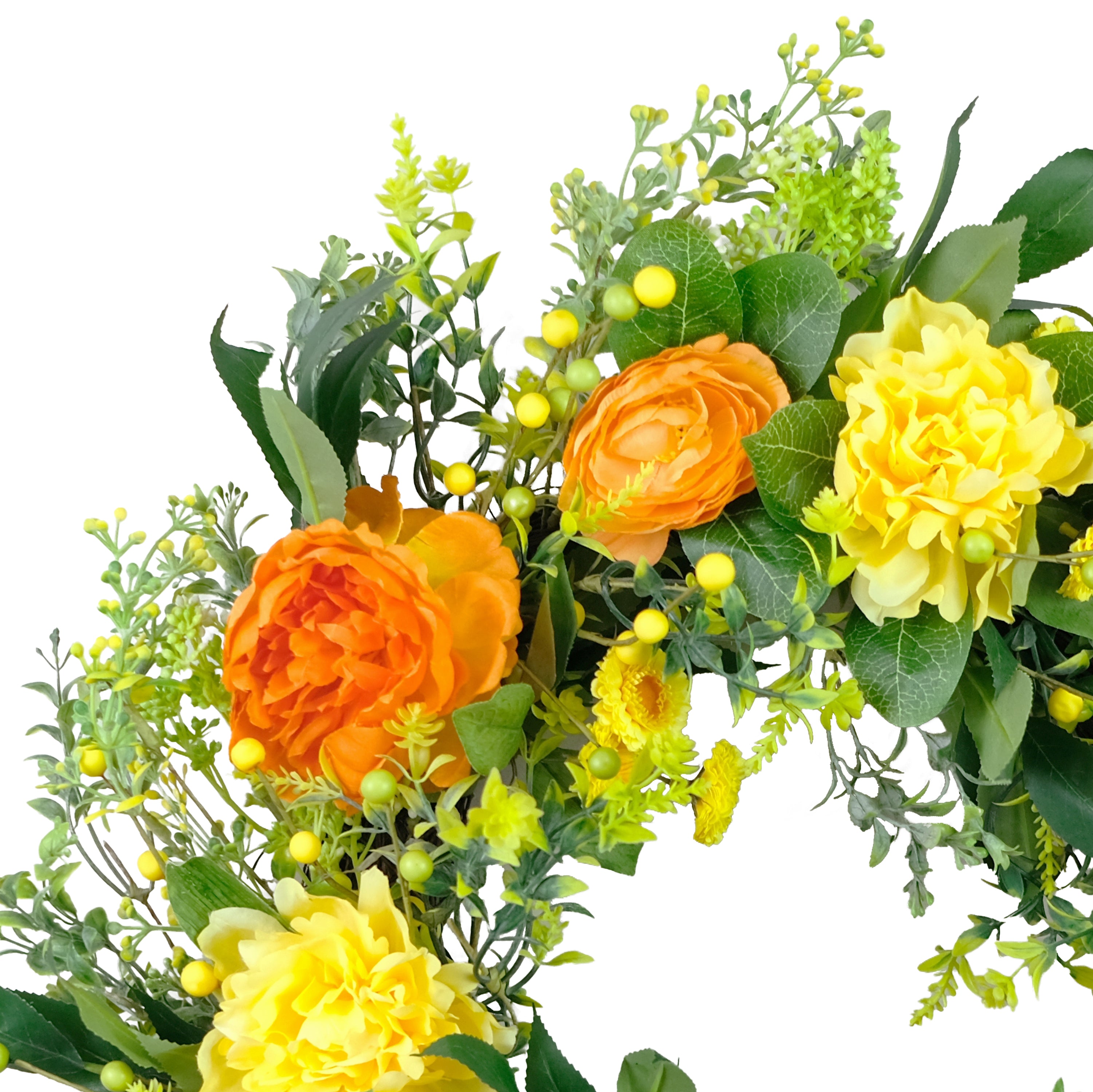 24" Artificial Peony Floral Spring Wreath