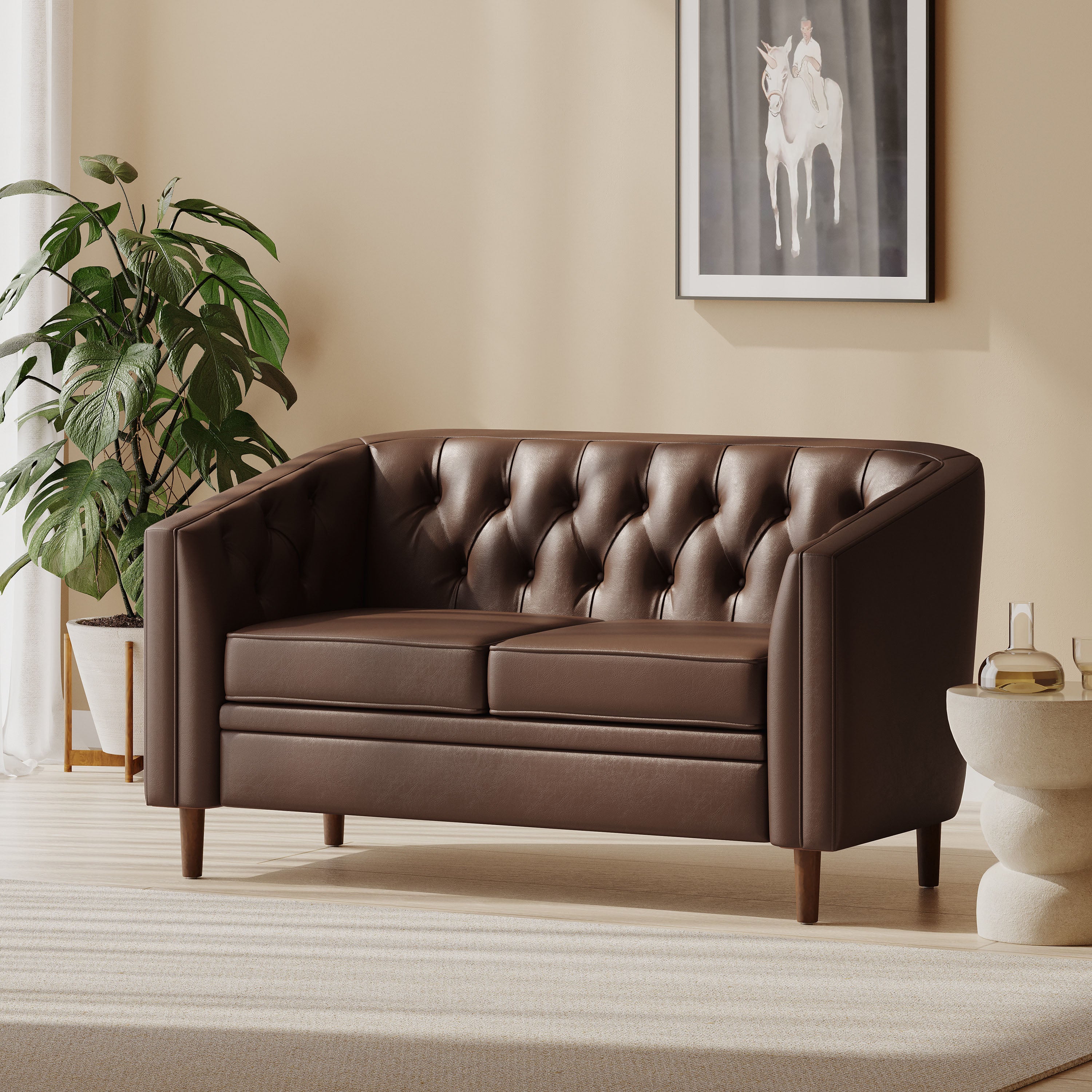 Sophisticated Loveseat with Diamond-Stitched Detailing