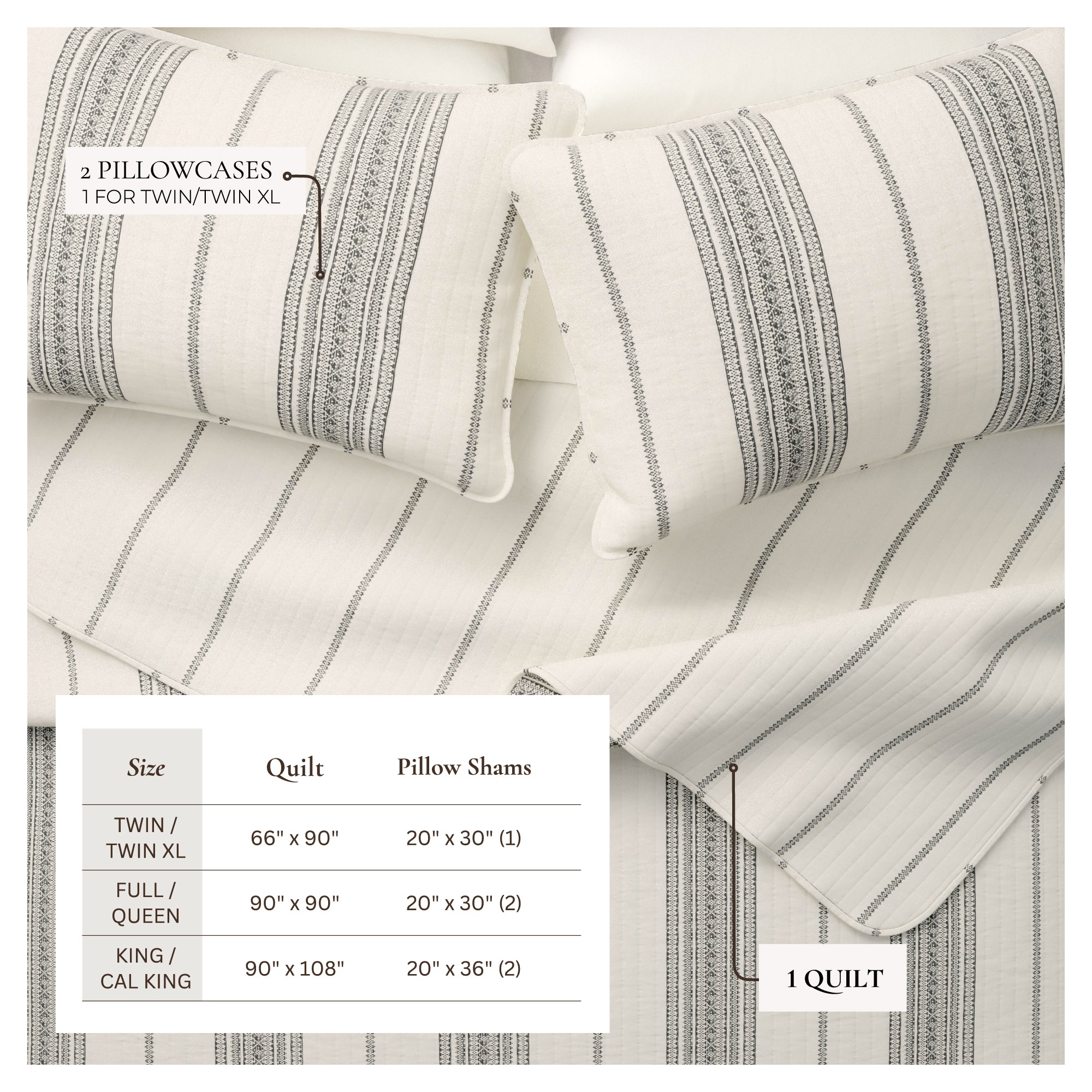 Striped Farmhouse Reversible Quilt Set with Shams