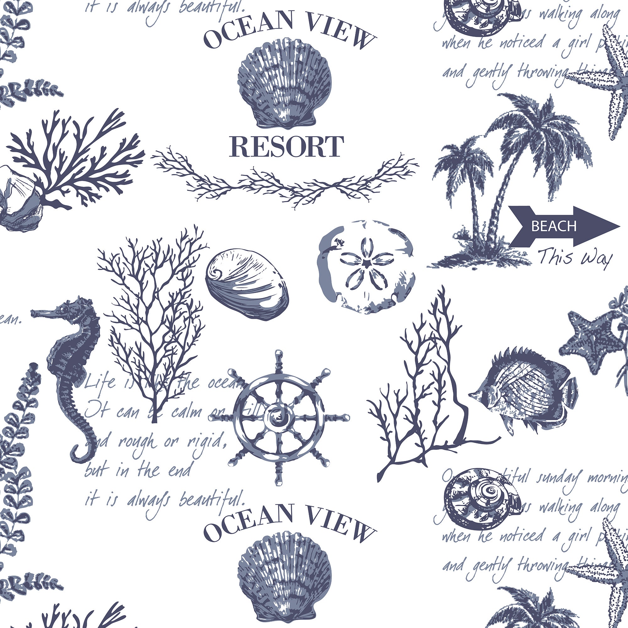 Navy Nautical Cotton Quilt Set