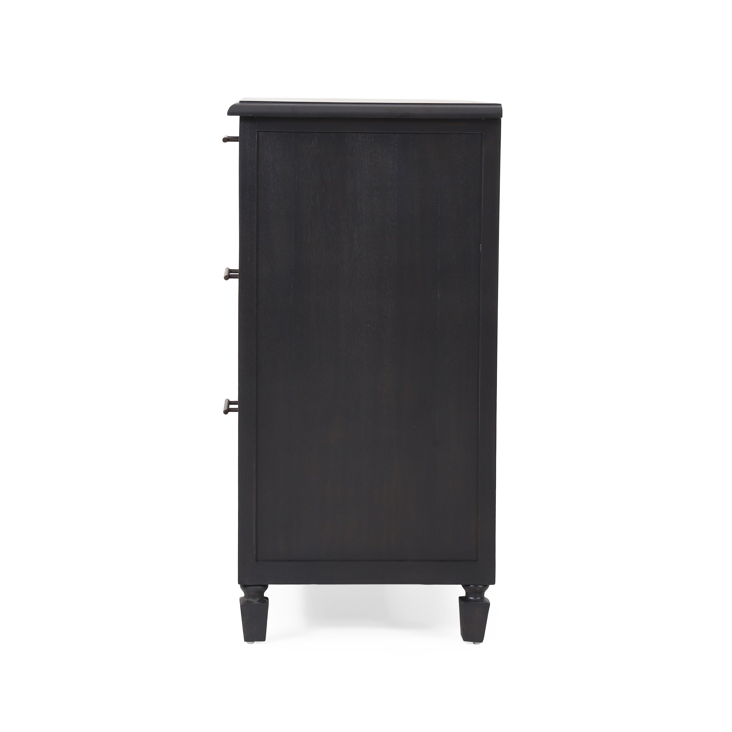 Black 3-Drawer Dresser with Cane Accent