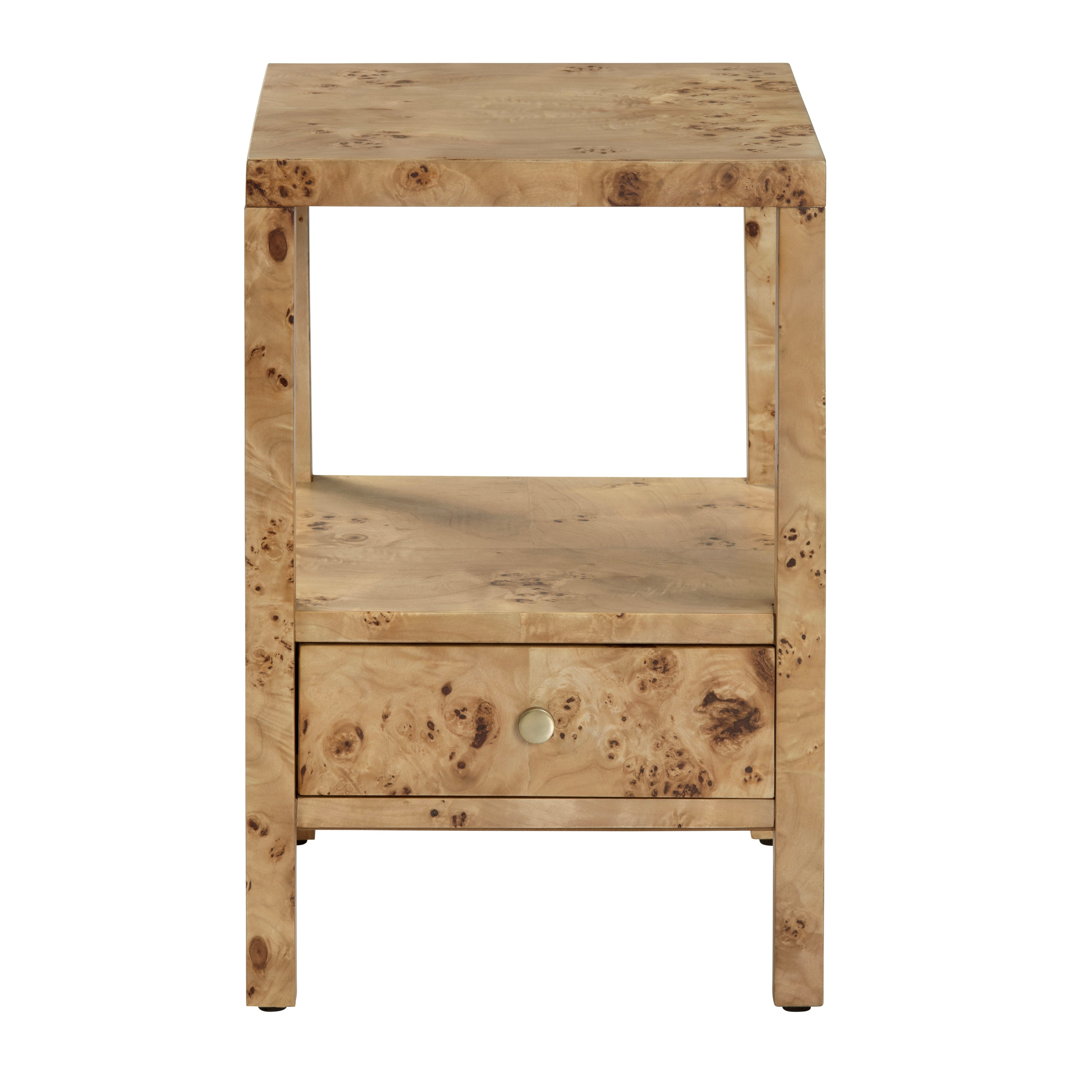 Square Brown Mappa Burl Accent End Table