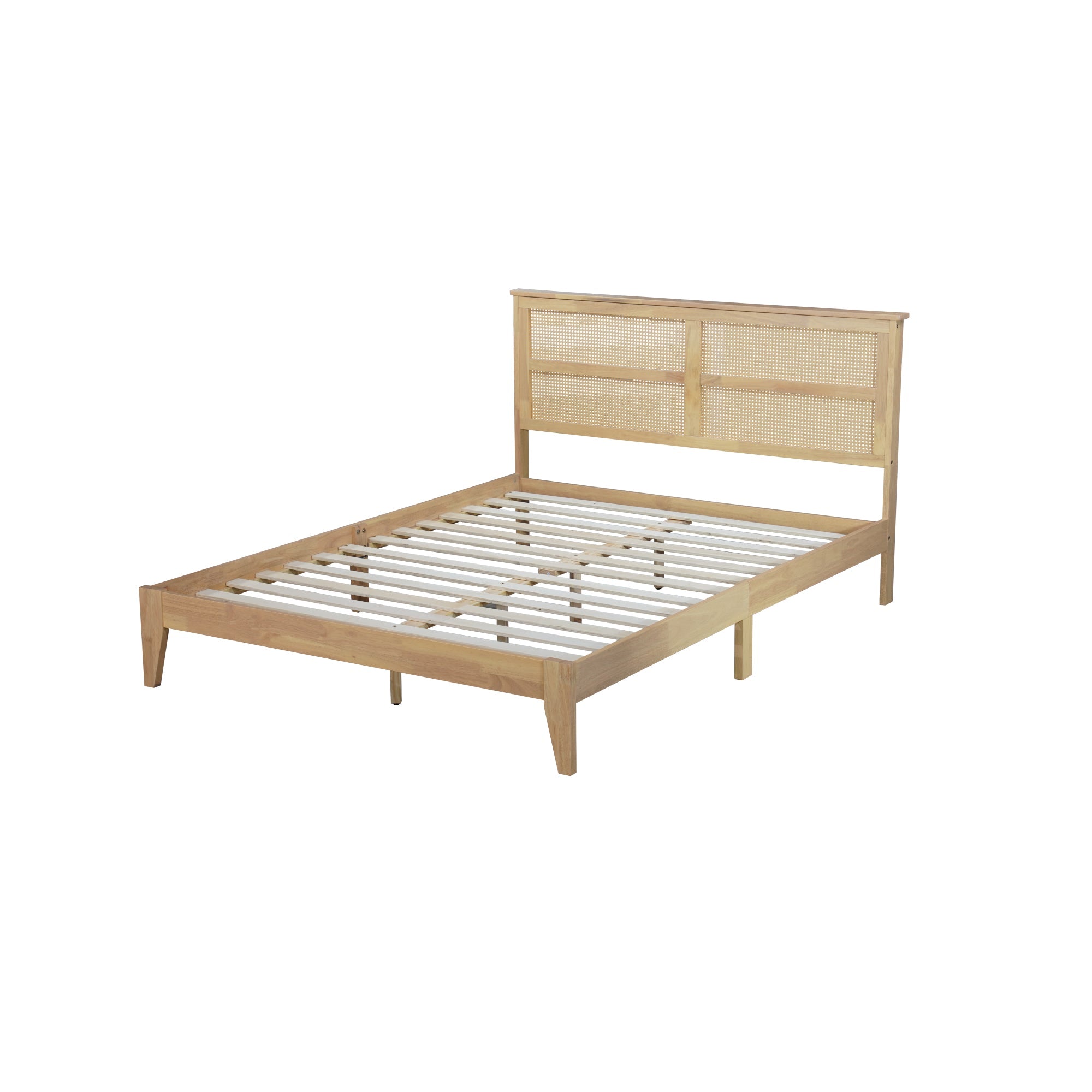Queen Size Bed with Rattan Headboard - Beds & Headboards