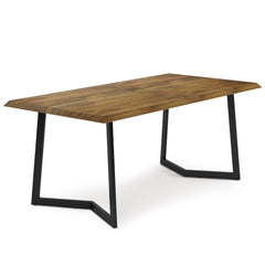 Quell Solid Wood Dining Table with Inverted Metal Base - Dining Tables