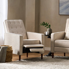 Quest Fabric Recliner with Button Tufted Back and Square Arm - Accent Chairs