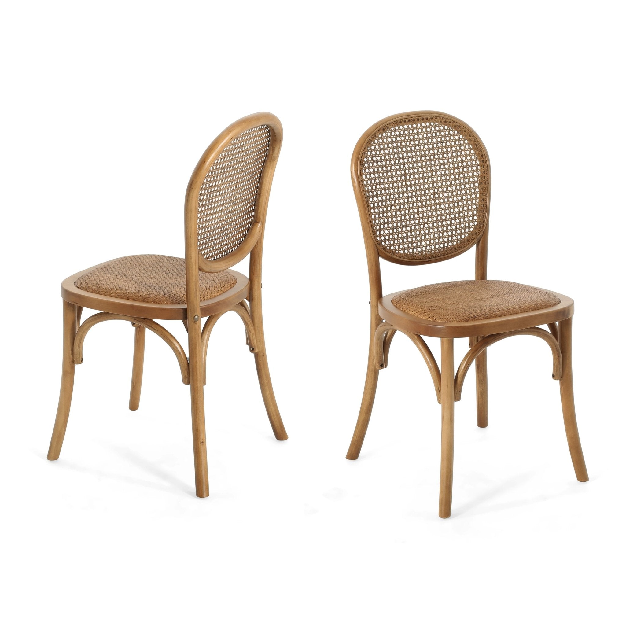 Qyros Dining Chair with Round Backrest and Curved Legs, Set of 2 - Dining Chairs