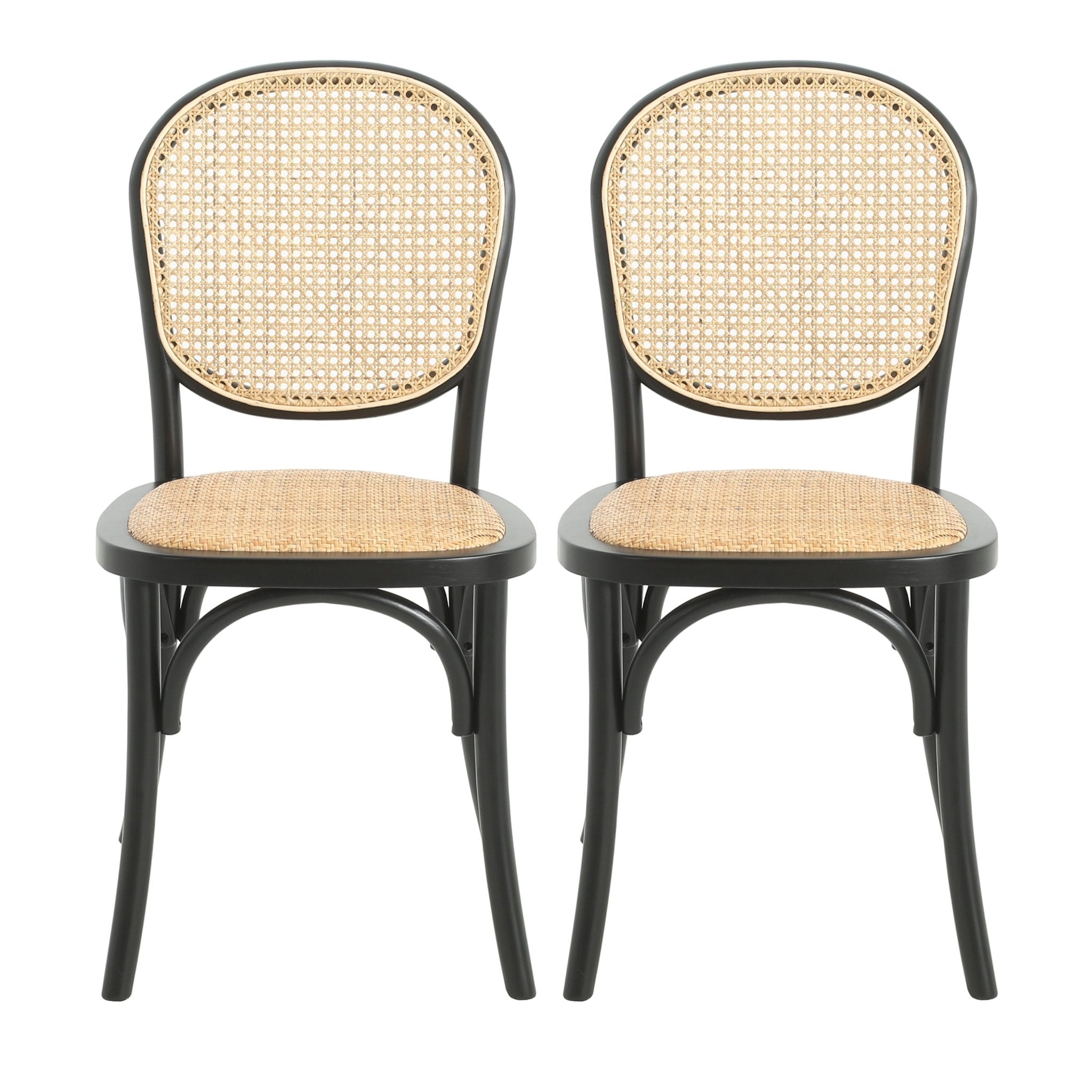 Qyros Dining Chair with Round Backrest and Curved Legs, Set of 2 - Dining Chairs