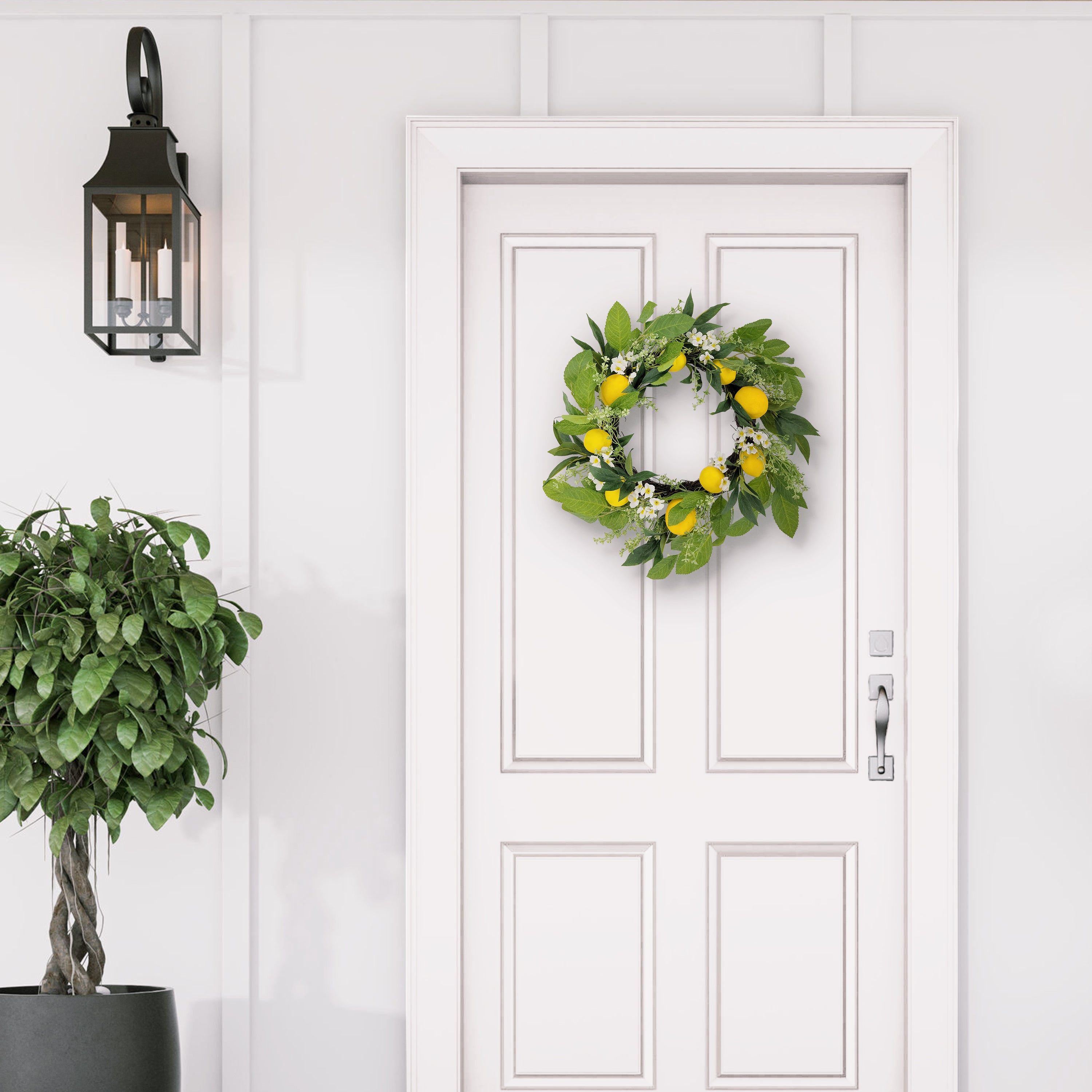 24" Artificial Multiicolor Daisy Floral Spring Door Wreath with Lemons
