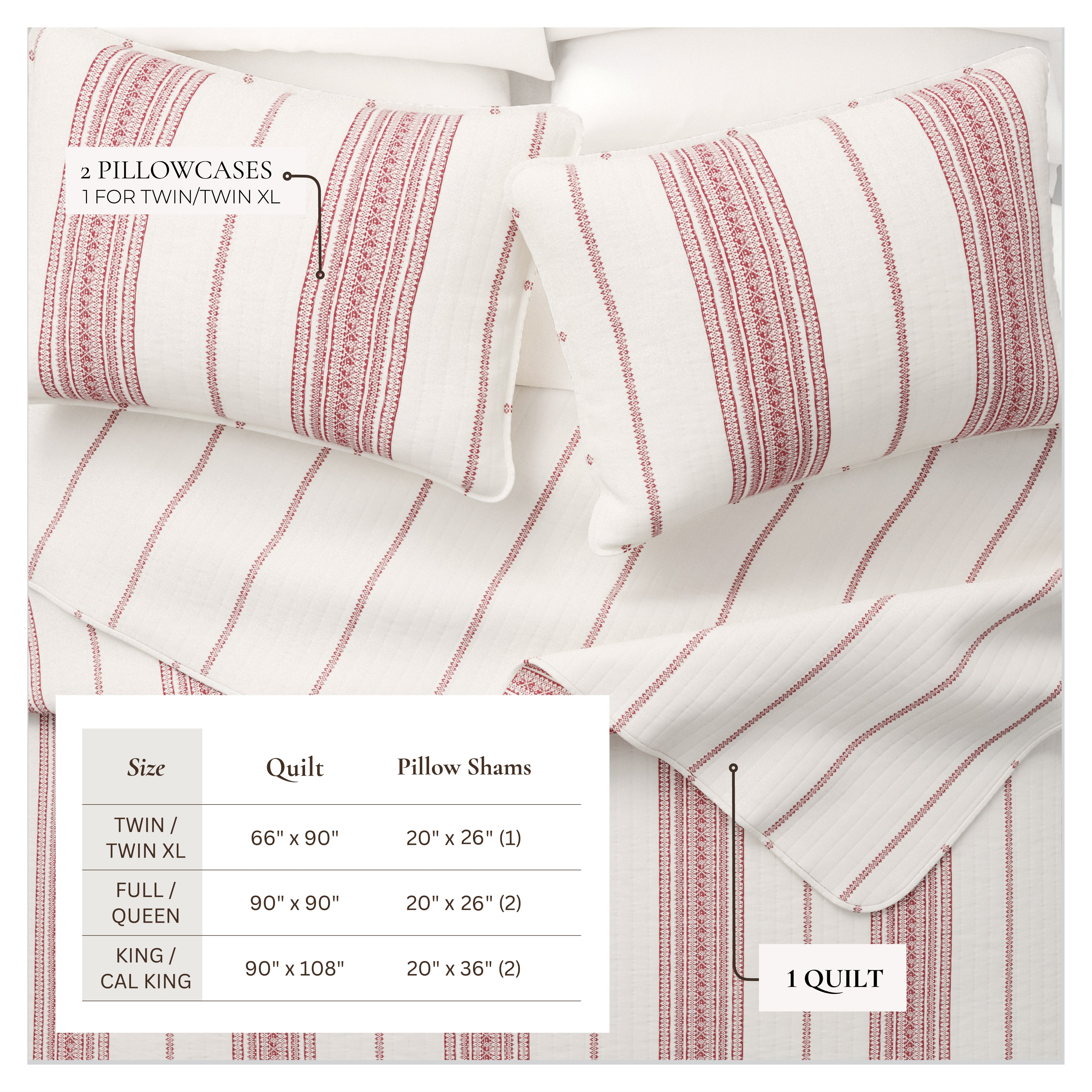 Striped Farmhouse Reversible Quilt Set with Shams