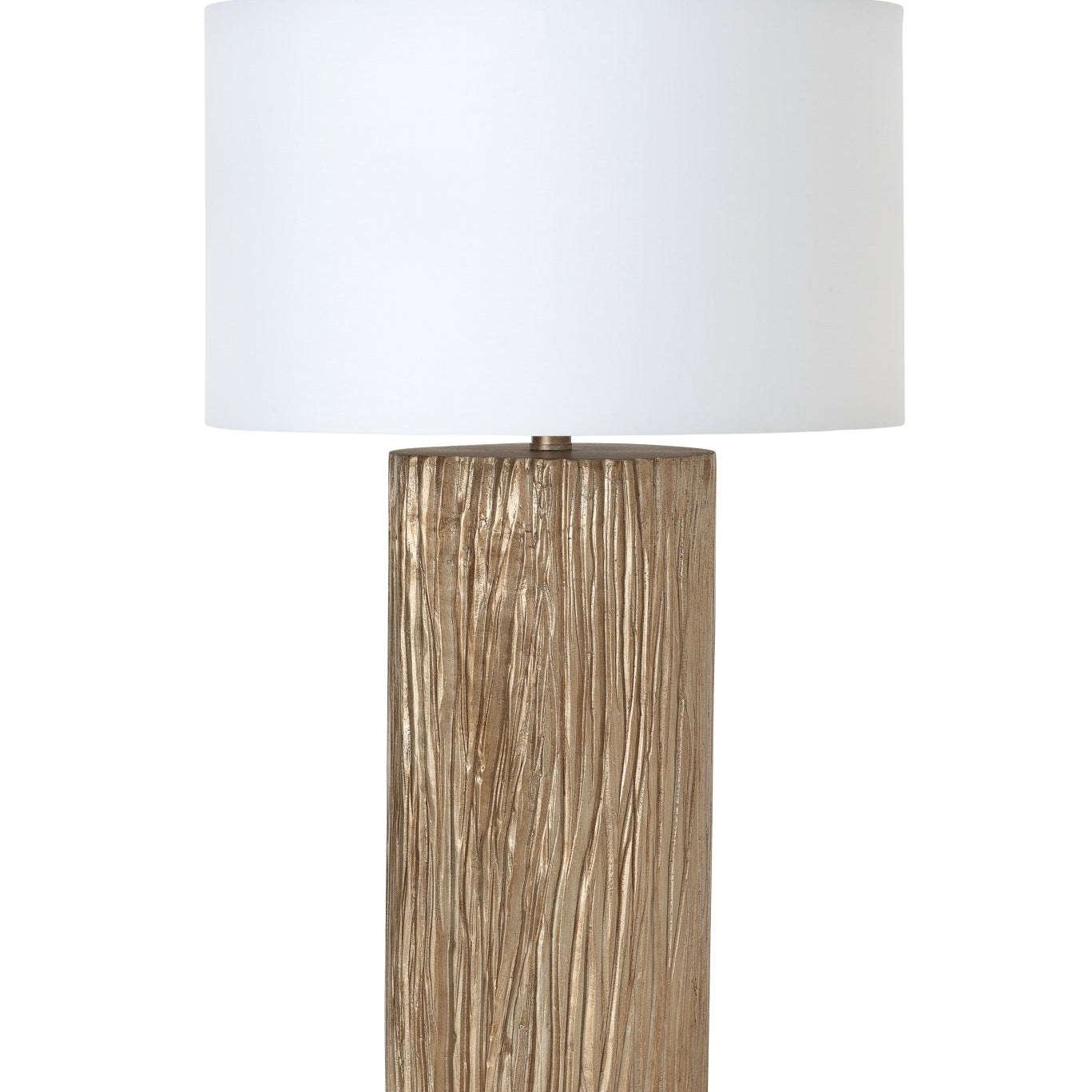 Reclaimed Wood 30" Gold Polyresin Table lamp w/ White Shade. (Set of 2) - Table Lamps