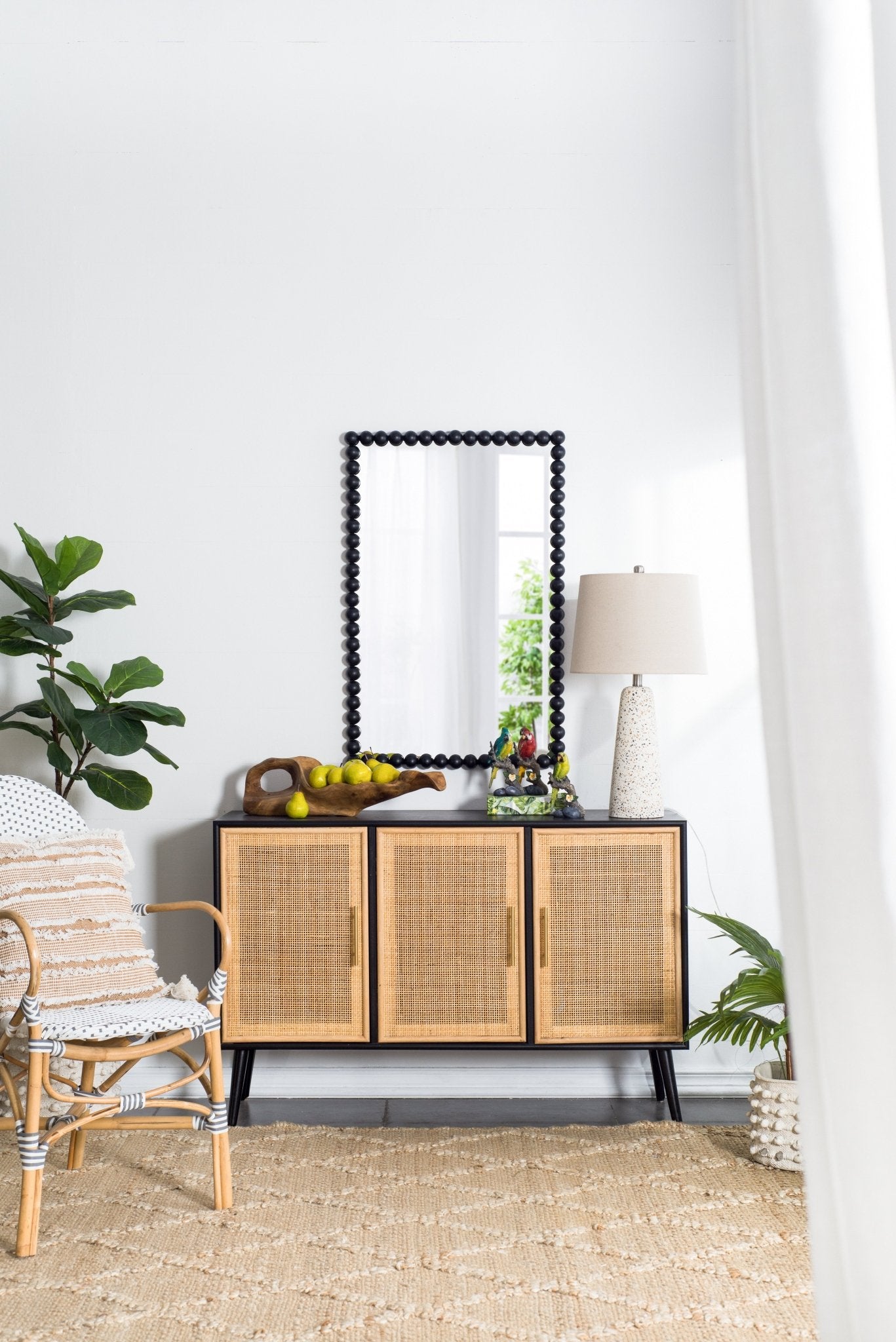 Rectangular Mirror with Metal Beaded Design - Mirrors