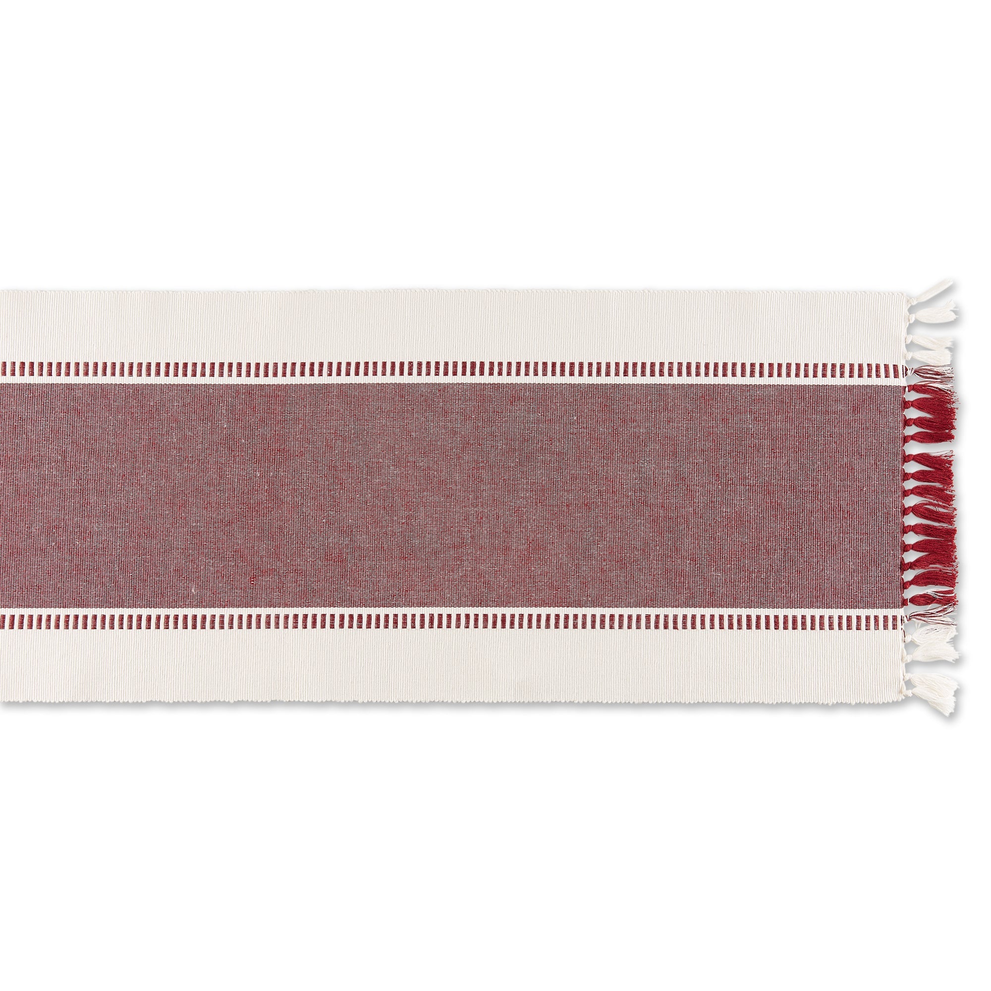 Redwood Striped Fringe Ribbed Table Runner 13X72 - Table Runners