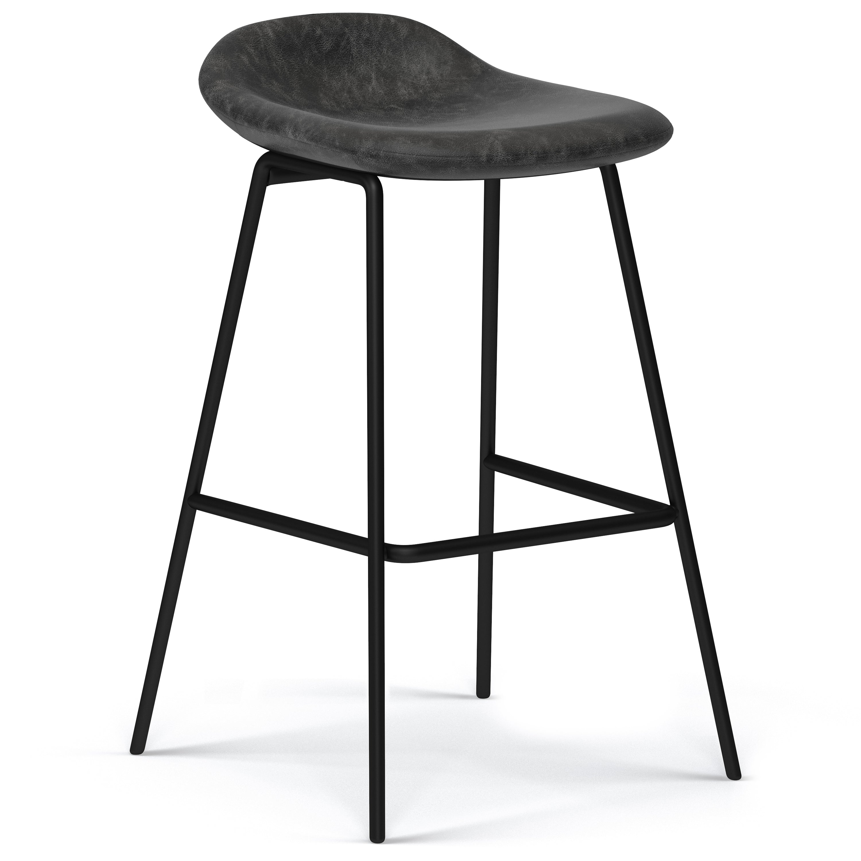 Horizons Faux Leather Stool with Padded Seat and Footrest, Set of 2