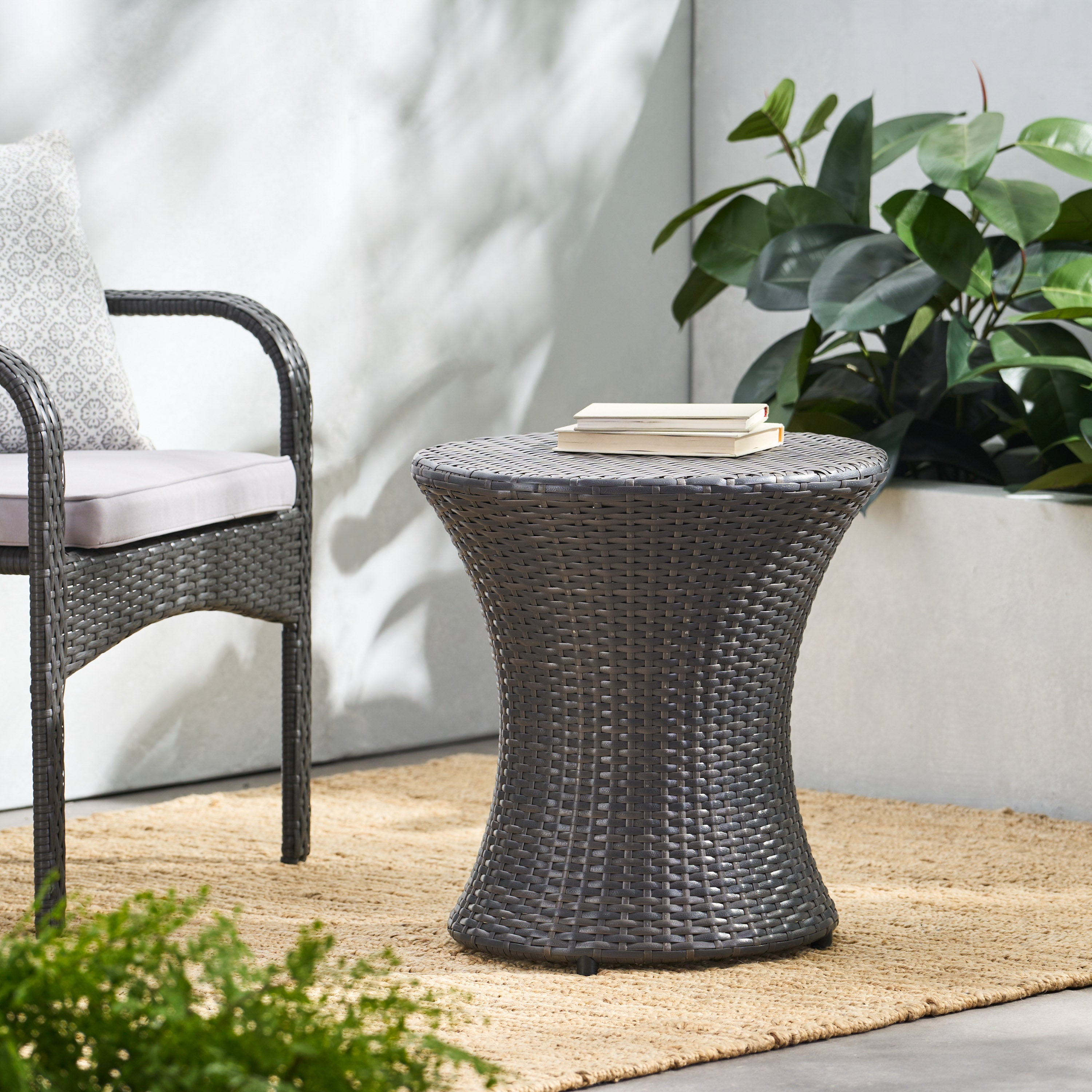 Thrive Hourglass Rattan Outdoor Side Table