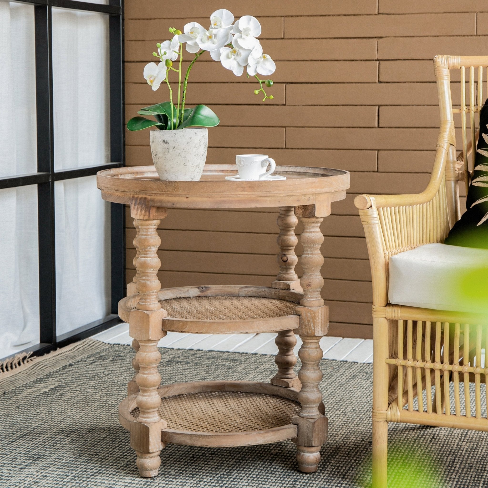 Round 3 - Tiered Side Table with Turned Legs - Side Tables