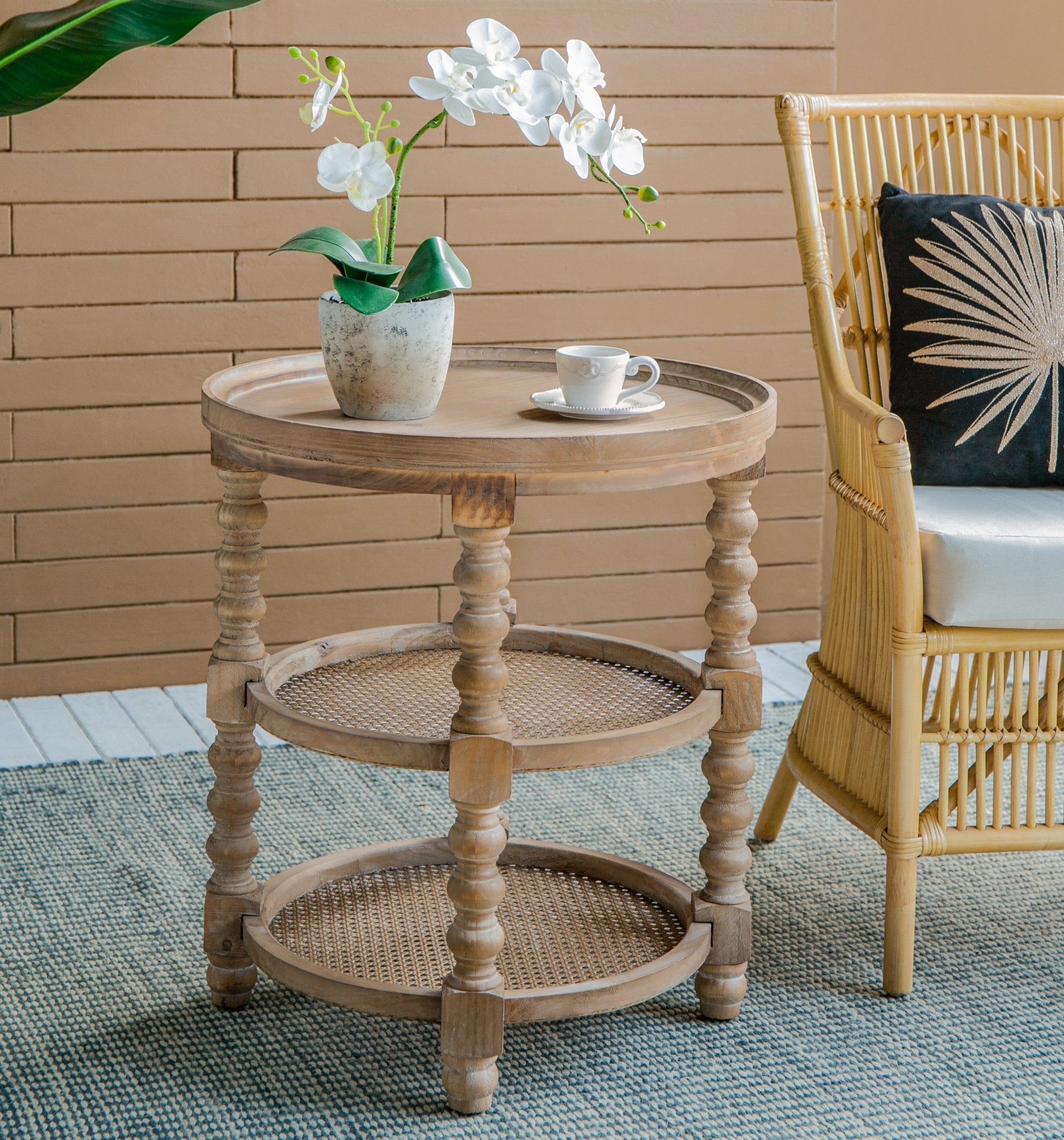 Round 3 - Tiered Side Table with Turned Legs - Side Tables