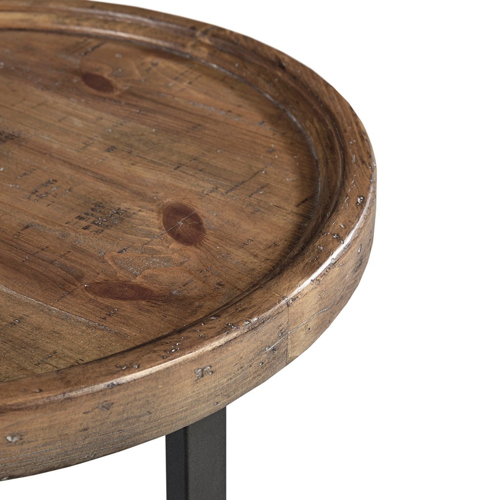 Round Accent Table with Iron Base - Side Tables