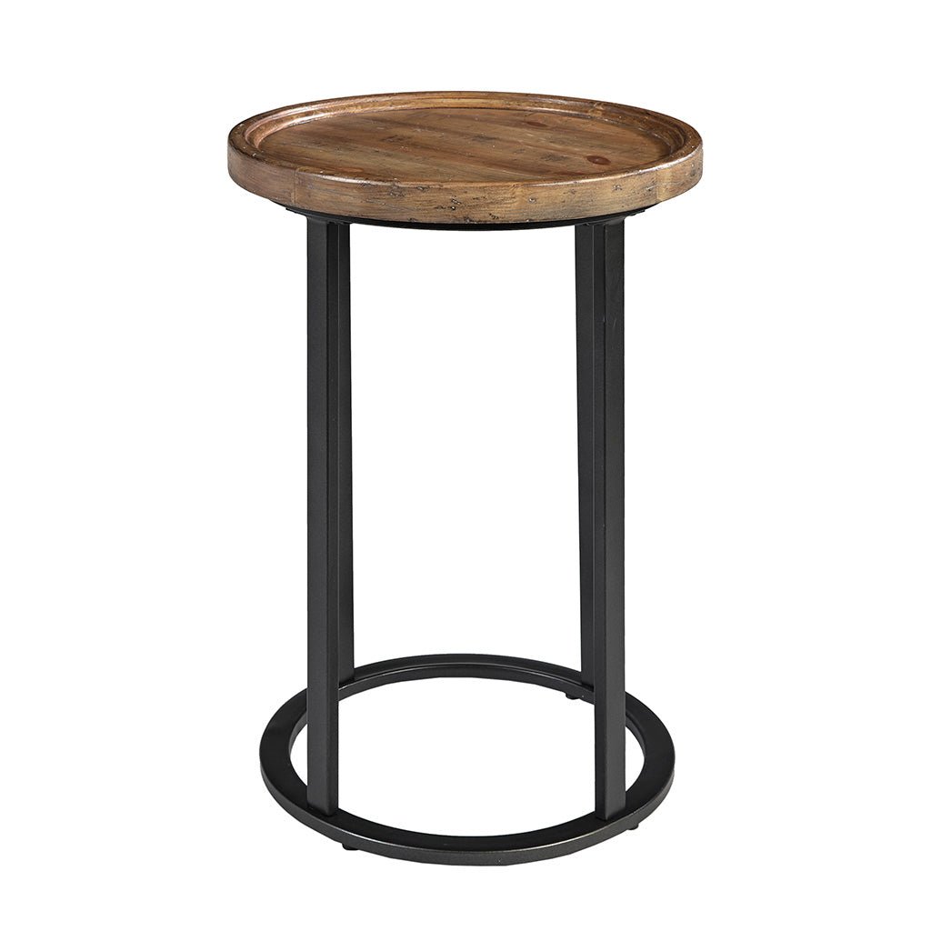 Round Accent Table with Iron Base - Side Tables