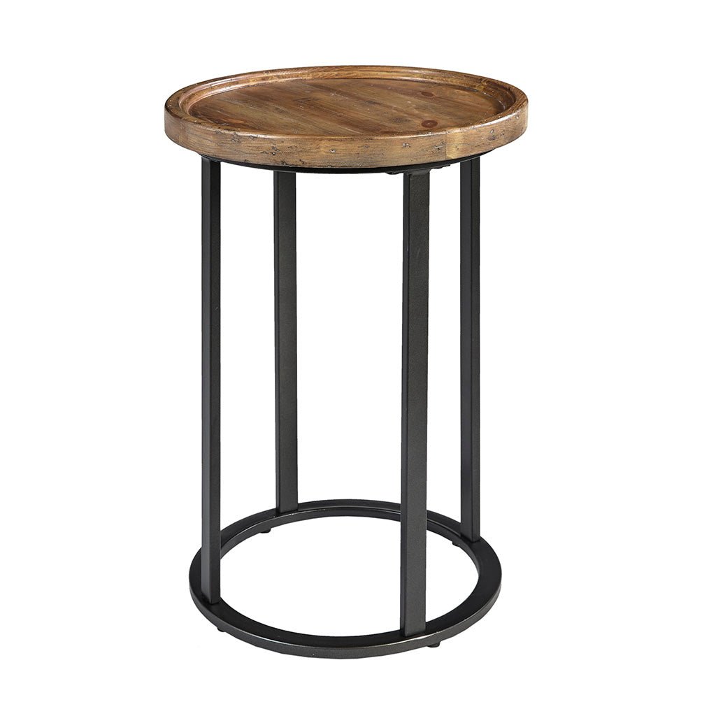 Round Accent Table with Iron Base - Side Tables