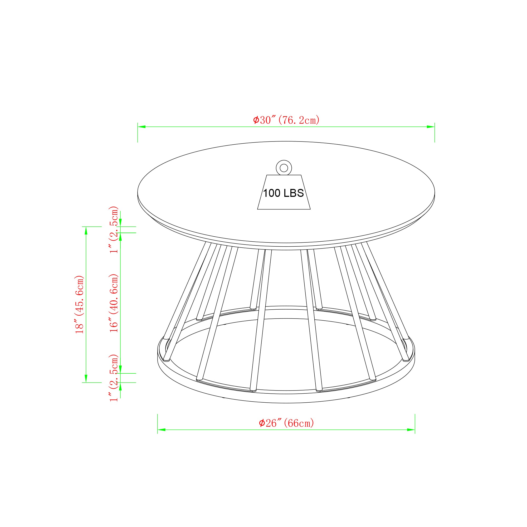 Round Coffee Table with Metal Base - Coffee & Cocktail Tables