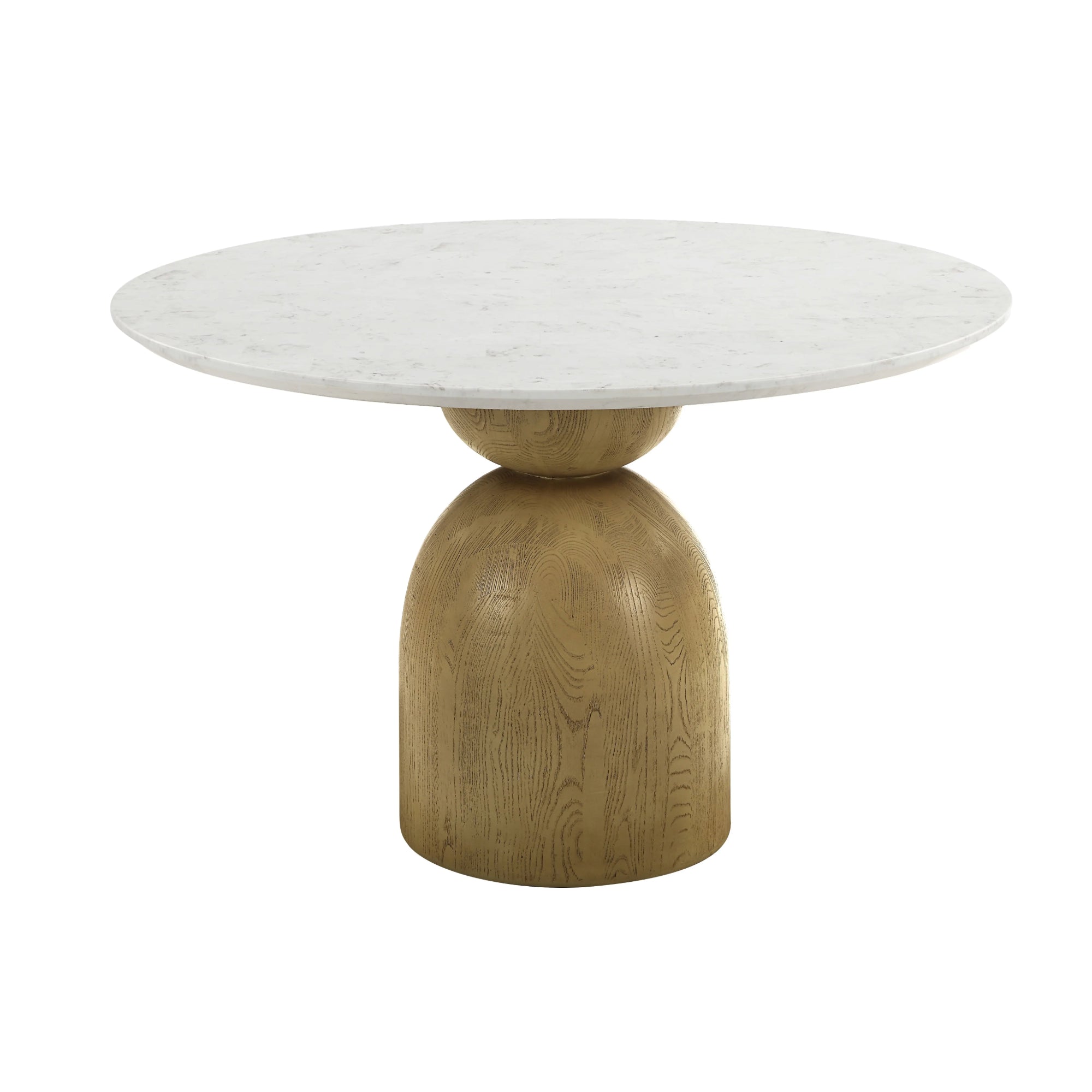 Round Dining Table with Marble Top and Wood Frame - Dining Tables