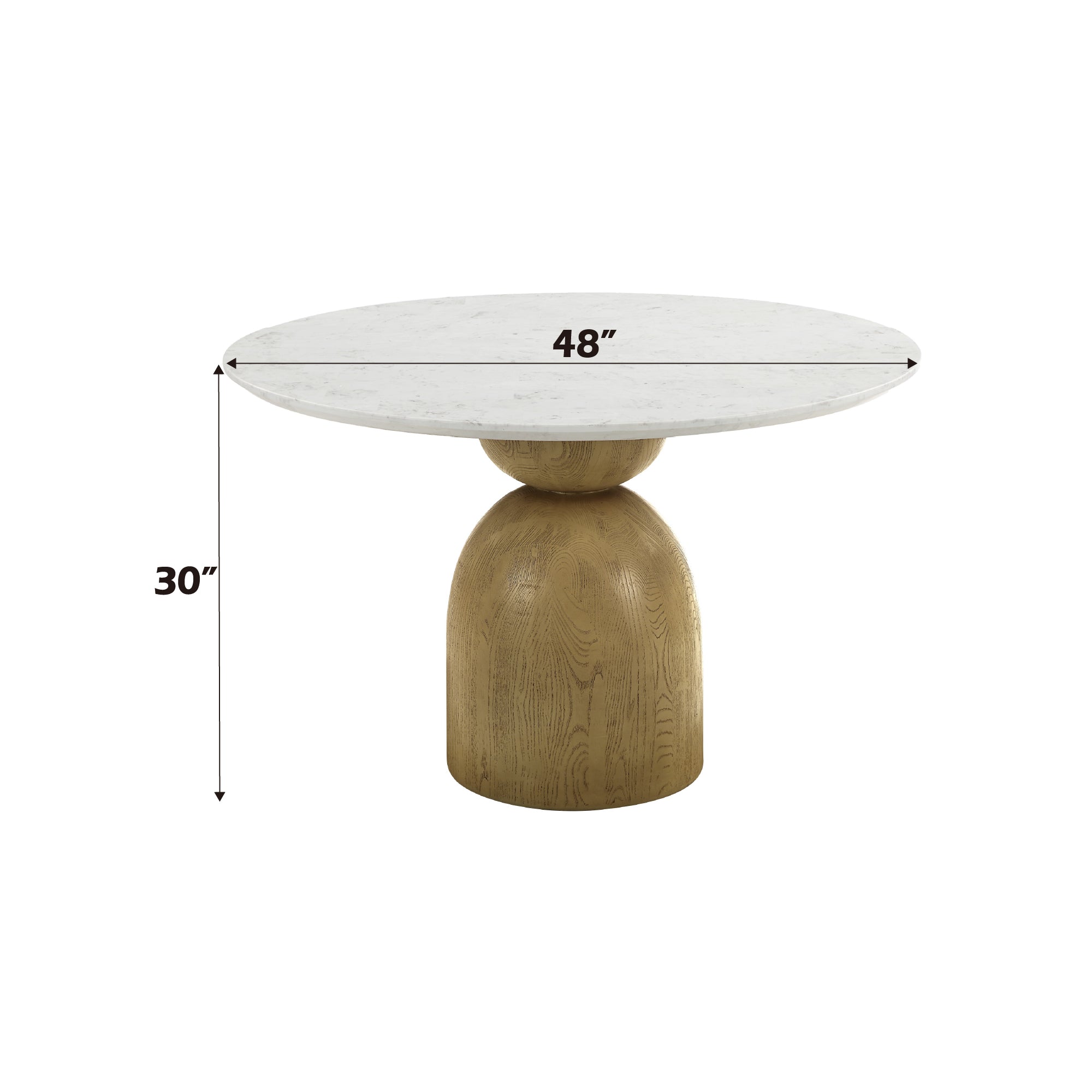 Round Dining Table with Marble Top and Wood Frame - Dining Tables