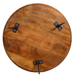 Round Mango Wood Coffee Table With Splayed Metal Legs, Brown and Black - Coffee & Cocktail Tables