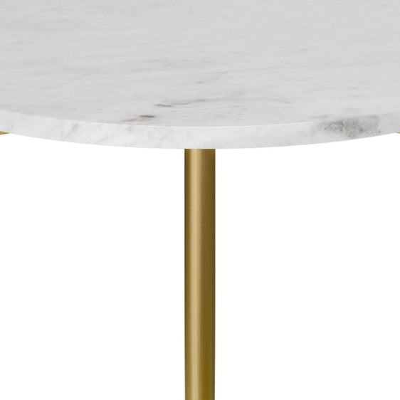 Round Marble Side Table with Gold Metal Legs - Side Tables