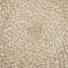 Round Pouf with Cotton and Jute Woven Diamond Pattern - Pouf