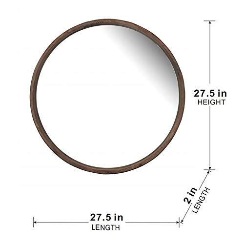Round Wall Mirror with Wood Frame - Mirrors