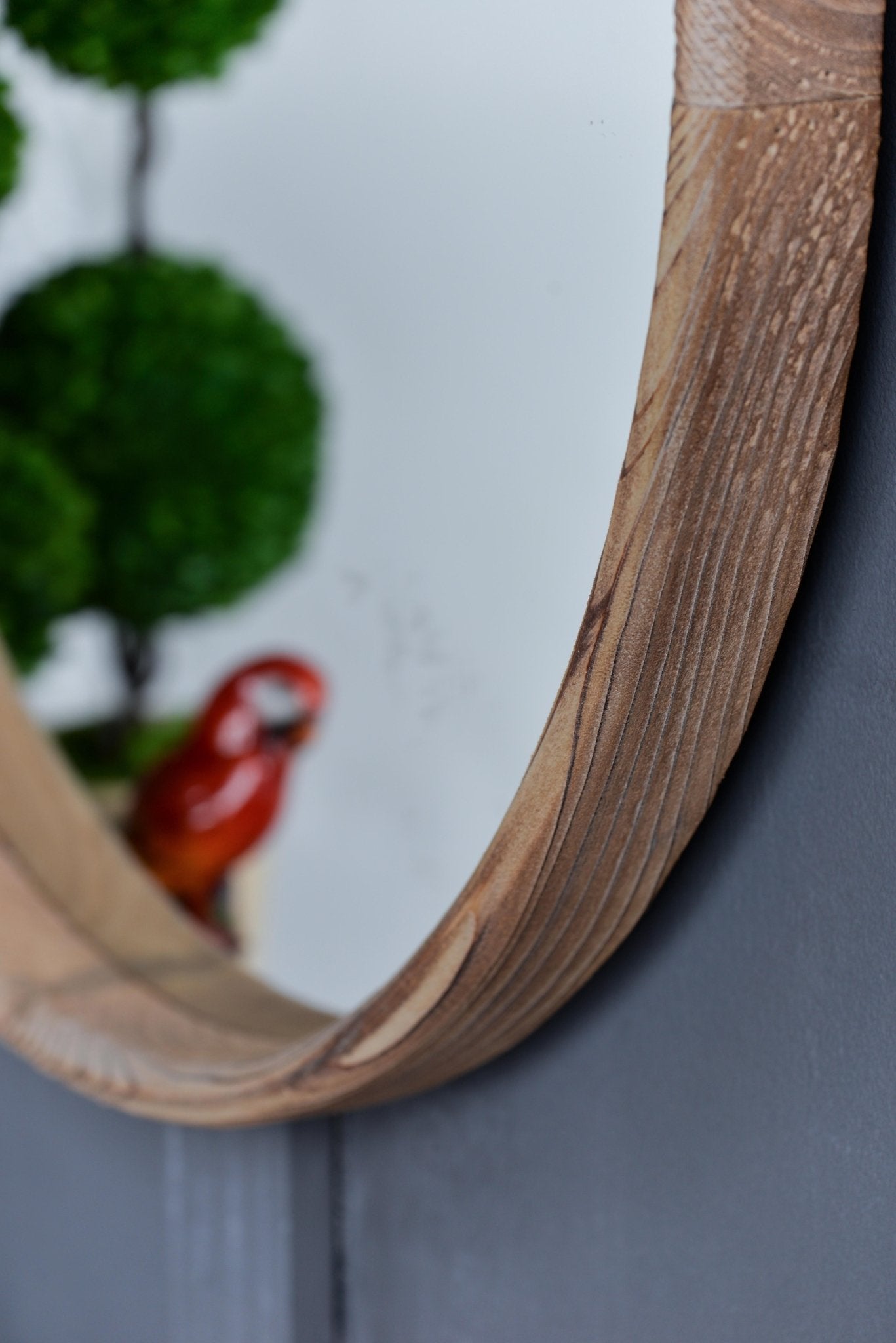 Round Wall Mirror with Wood Frame - Mirrors