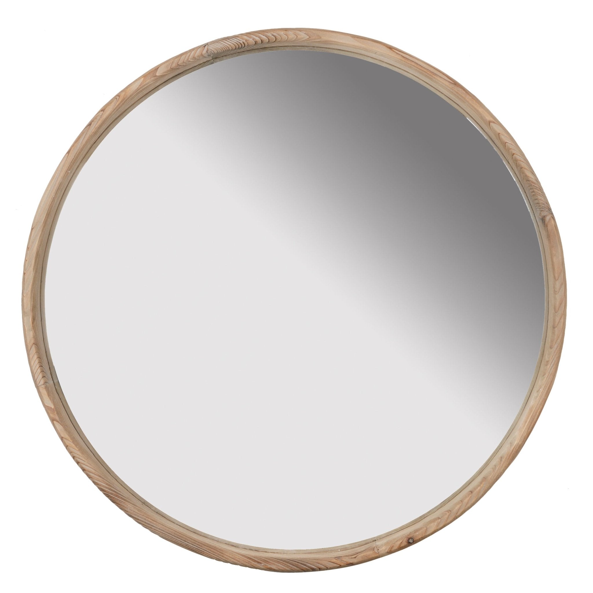 Round Wall Mirror with Wood Frame - Mirrors