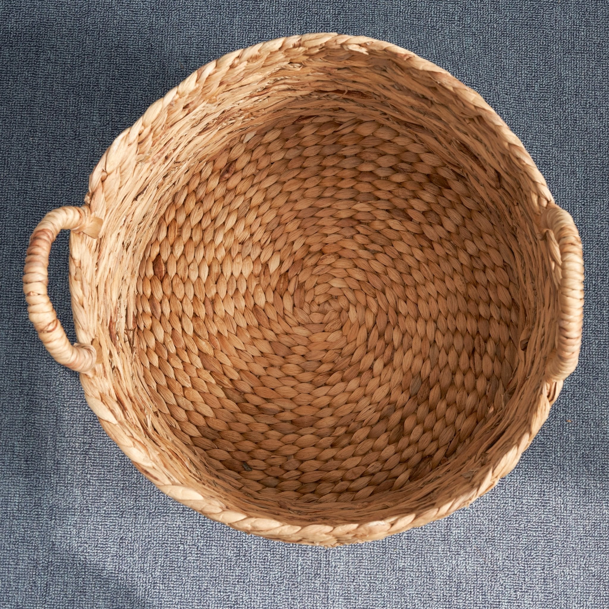 Round Woven Storage Basket with Handles - Baskets