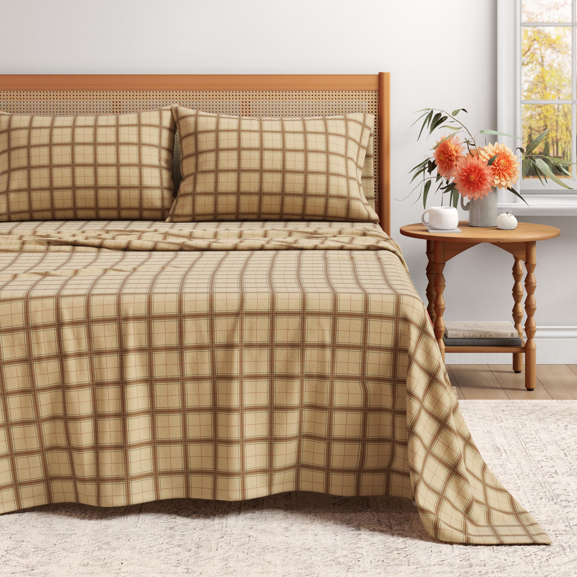100% Turkish Cotton Plaid Flannel Sheet Sets
