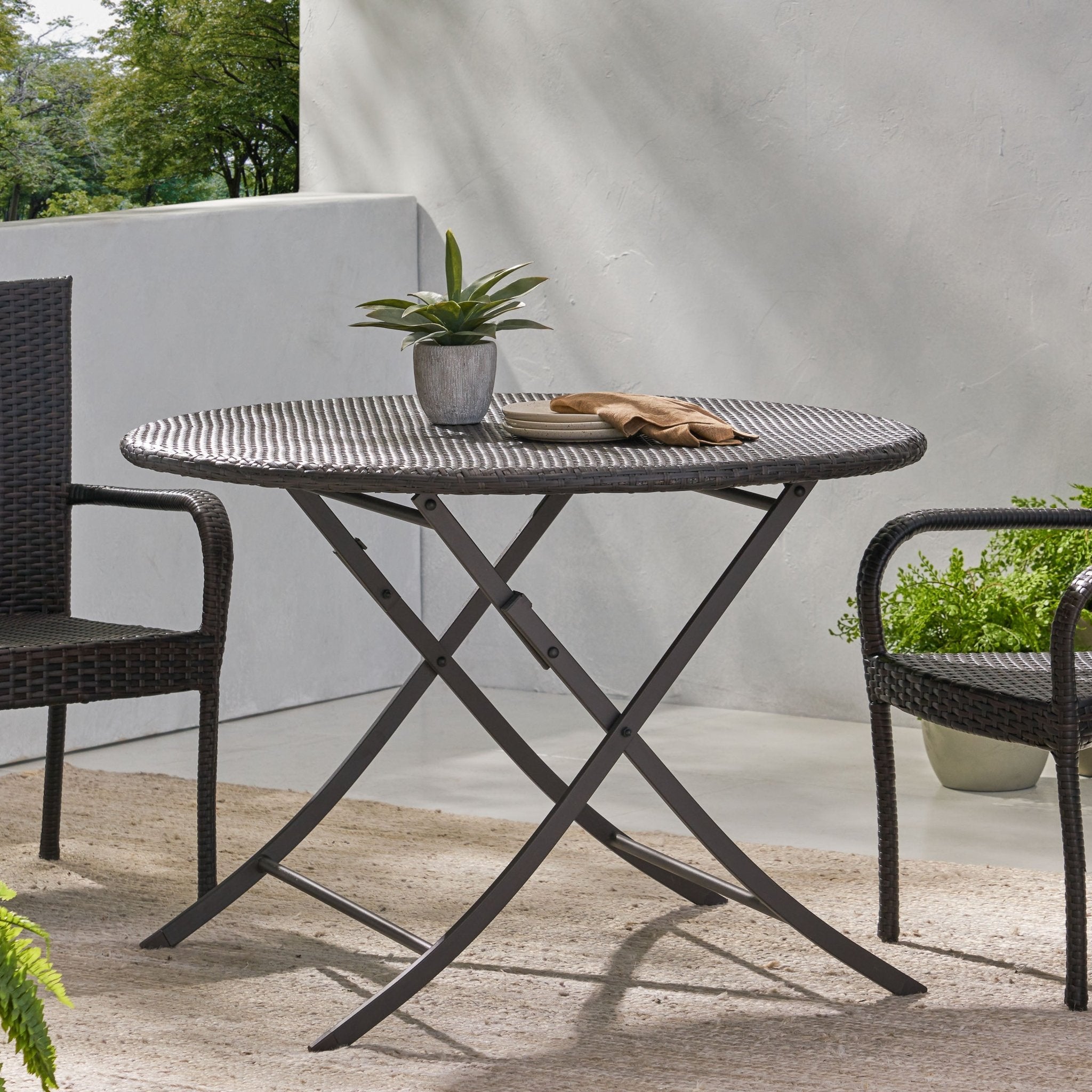Saffron Outdoor Folding Table with Rattan Cover Top - Pier 1
