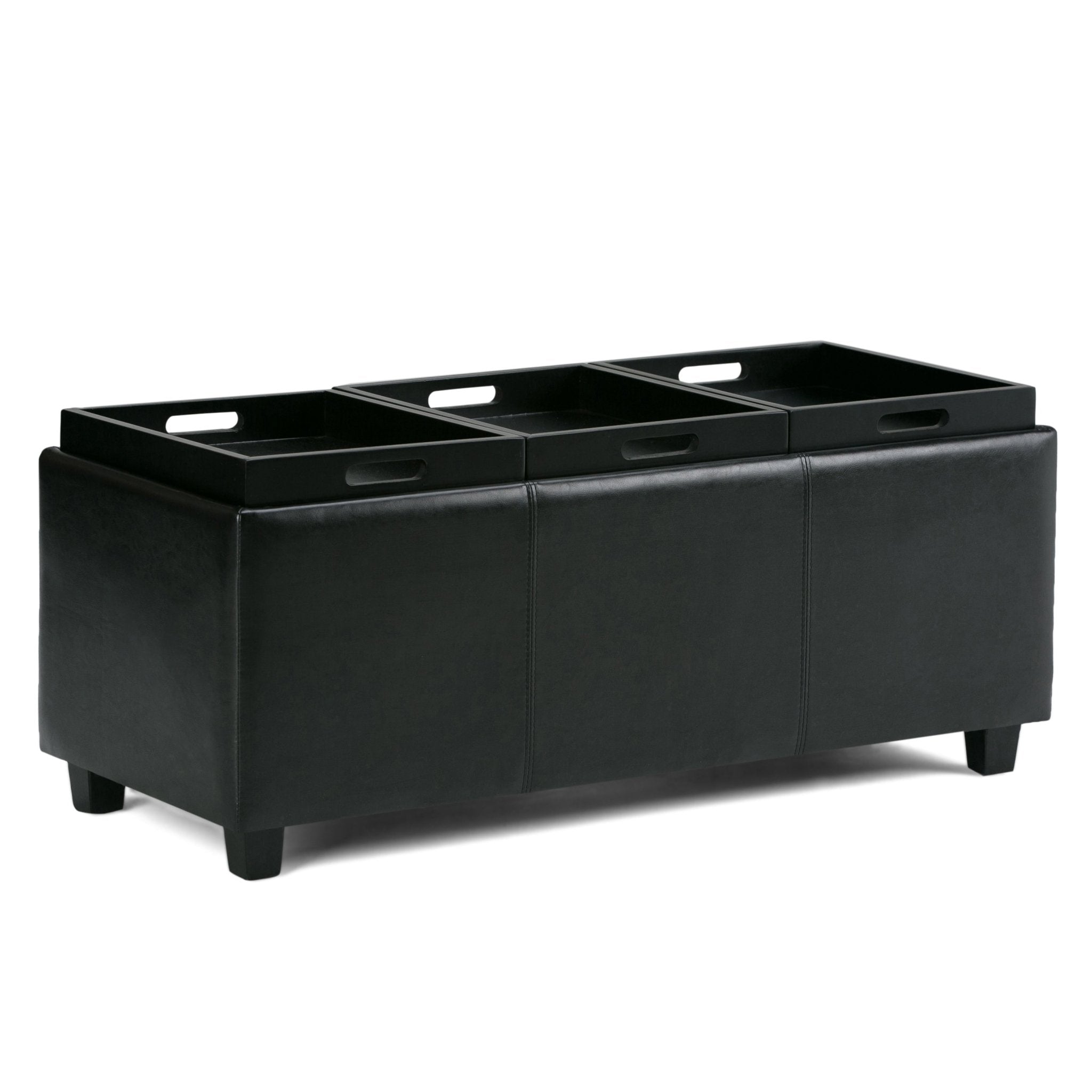 Seraphina Upholstered Ottoman with 3 Flip Over Trays and Large Storage - Ottomans