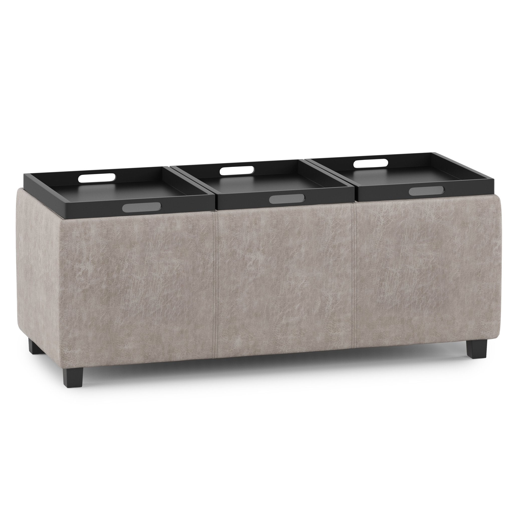 Seraphina Upholstered Ottoman with 3 Flip Over Trays and Large Storage - Ottomans