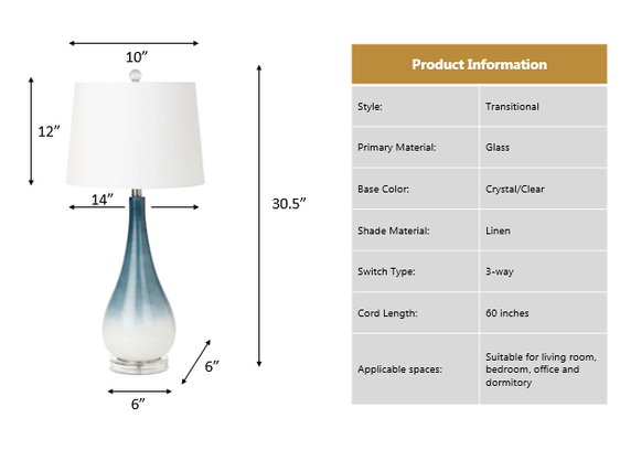Serenity 30.5" Blue/ White Glass Table Lamp, (Set of 2) - Table Lamps
