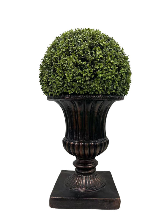 Shadow 32" Ball Topiary Faux Plant with Pedestal Pot - Outdoor Decor