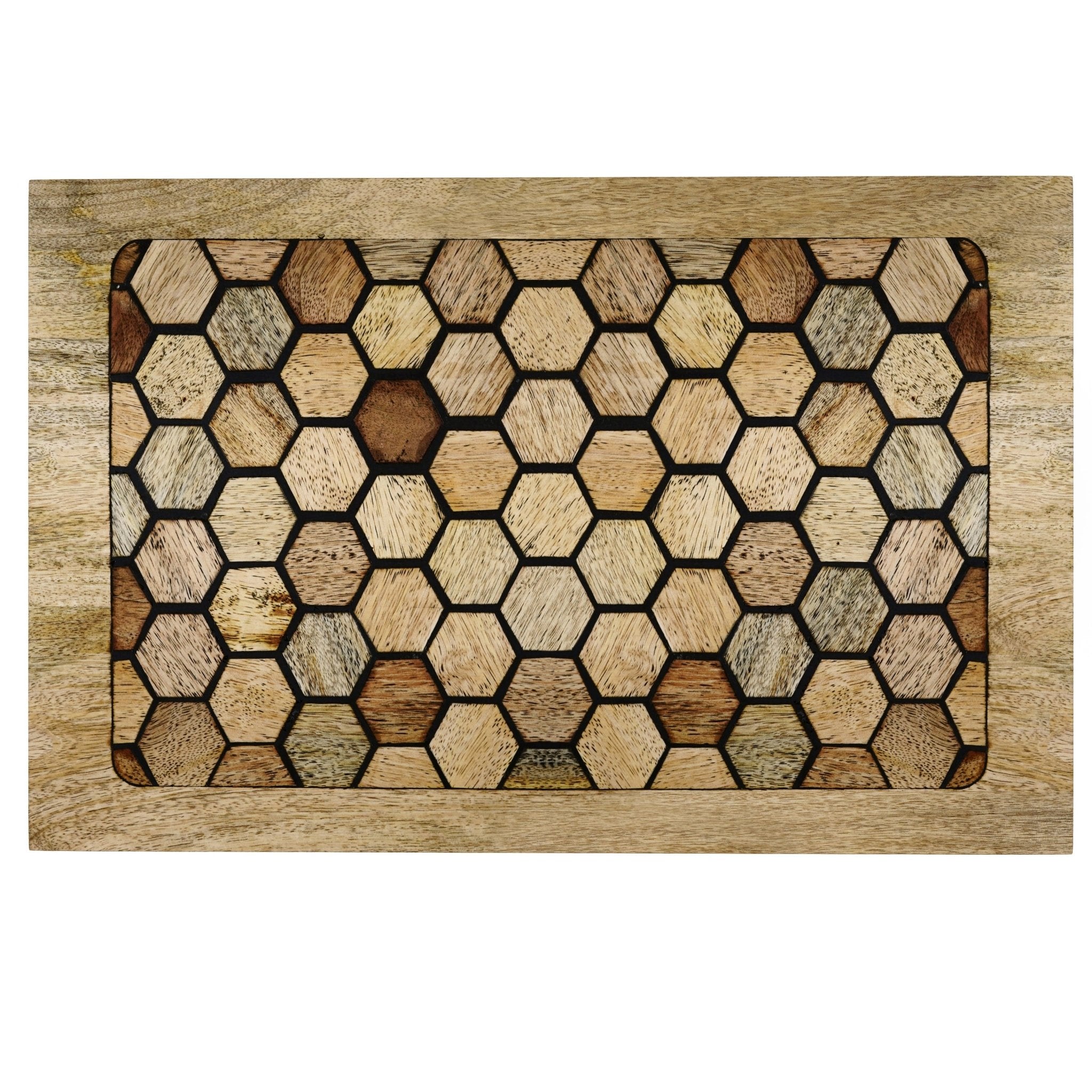 Side Table with Geometric Pattern and Metal Frame - Side Tables